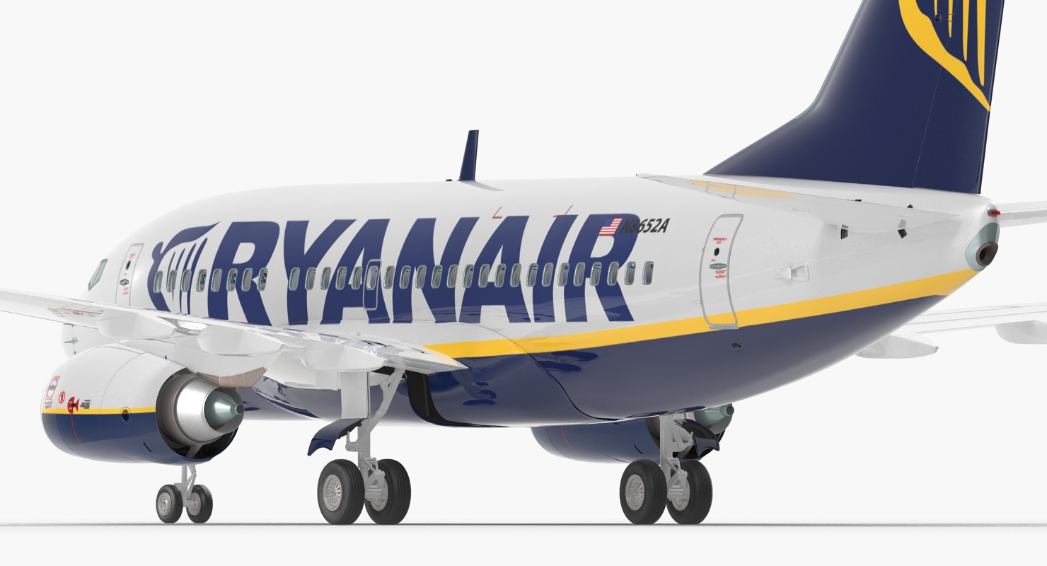 3D Boeing 737 600 with Interior Ryanair Rigged model