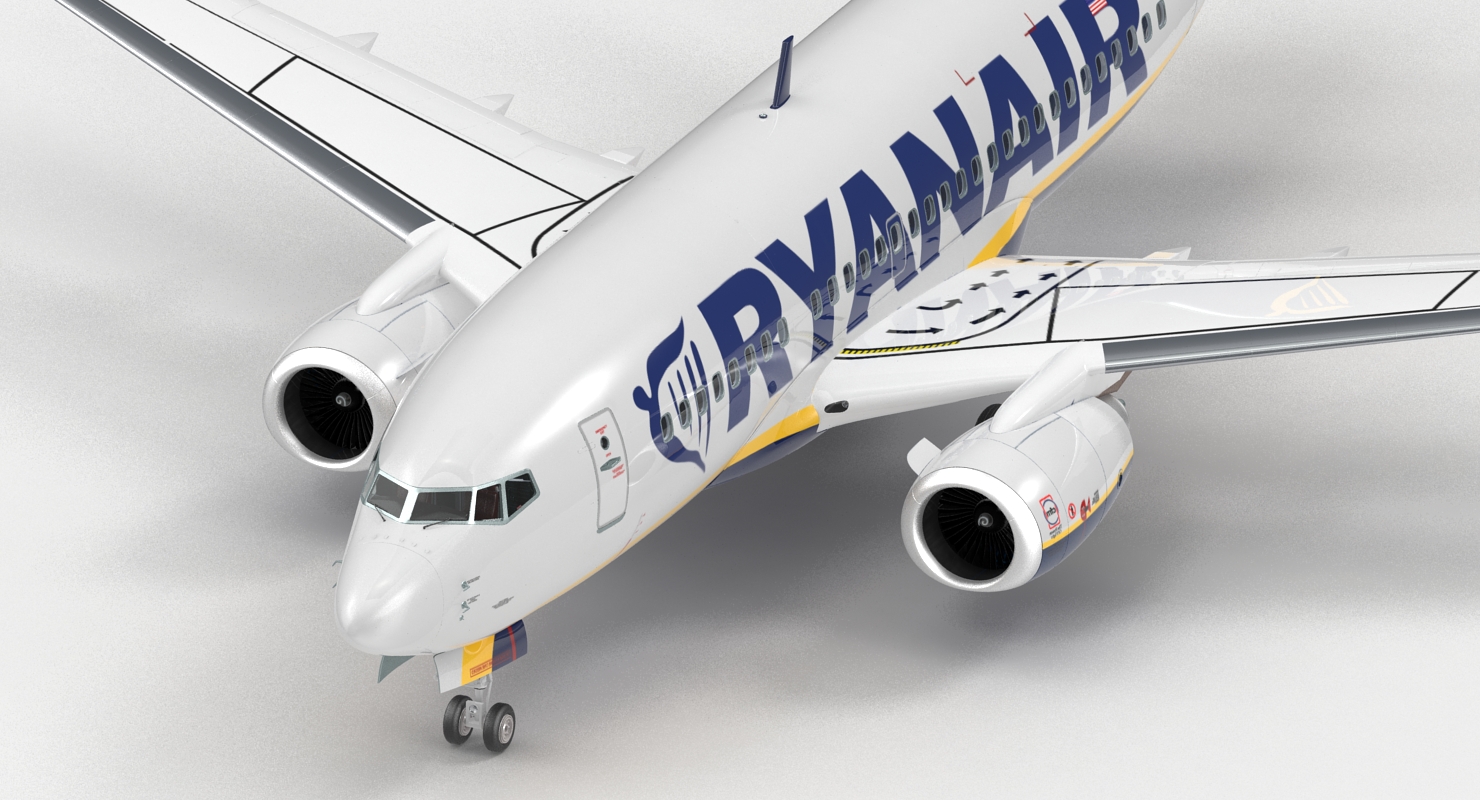 3D Boeing 737 600 with Interior Ryanair Rigged model