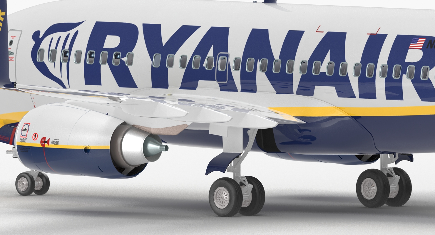 3D Boeing 737 600 with Interior Ryanair Rigged model