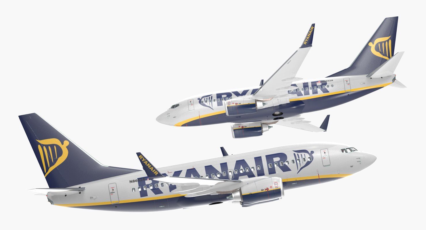 3D Boeing 737 600 with Interior Ryanair Rigged model