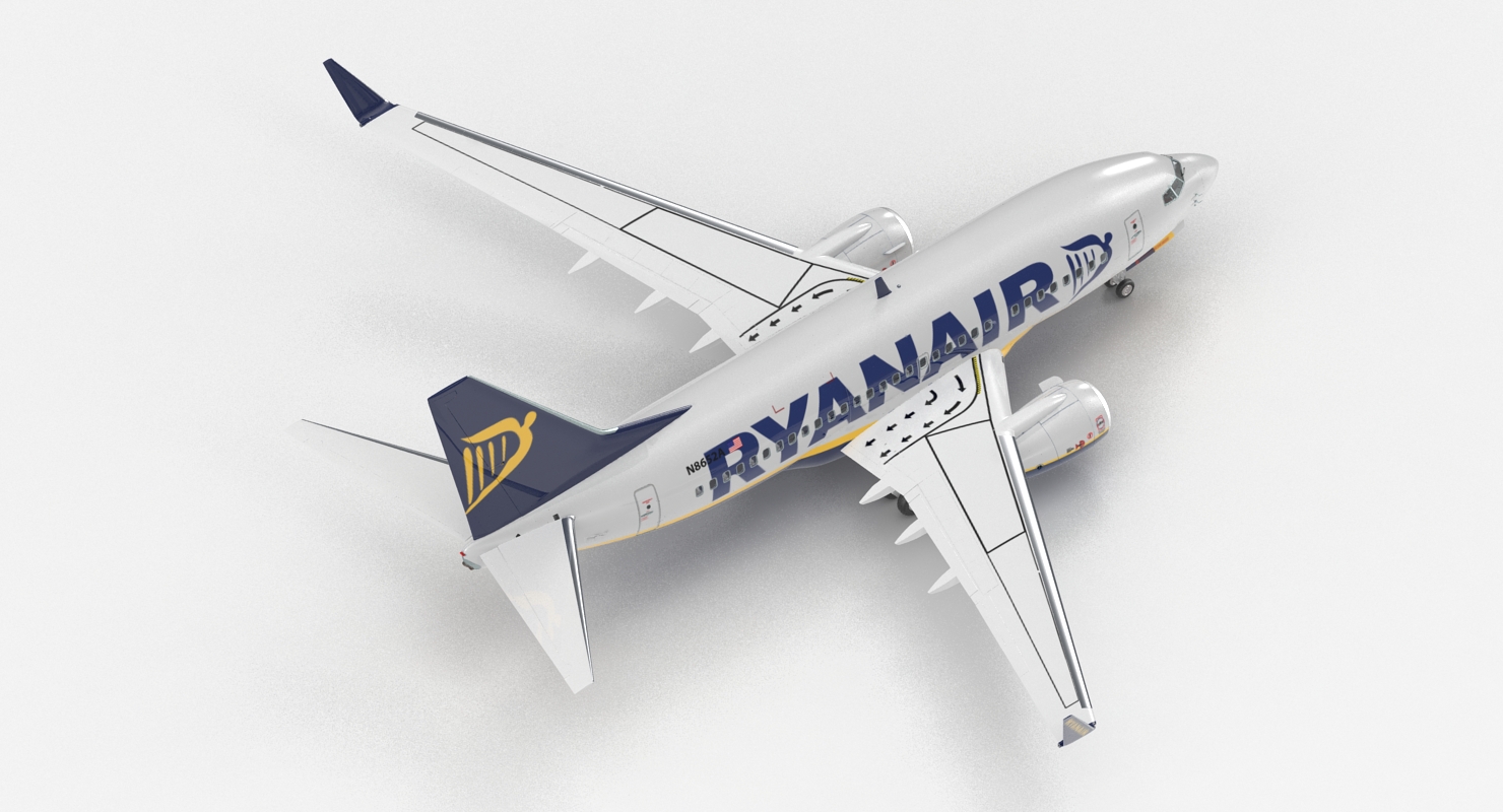 3D Boeing 737 600 with Interior Ryanair Rigged model