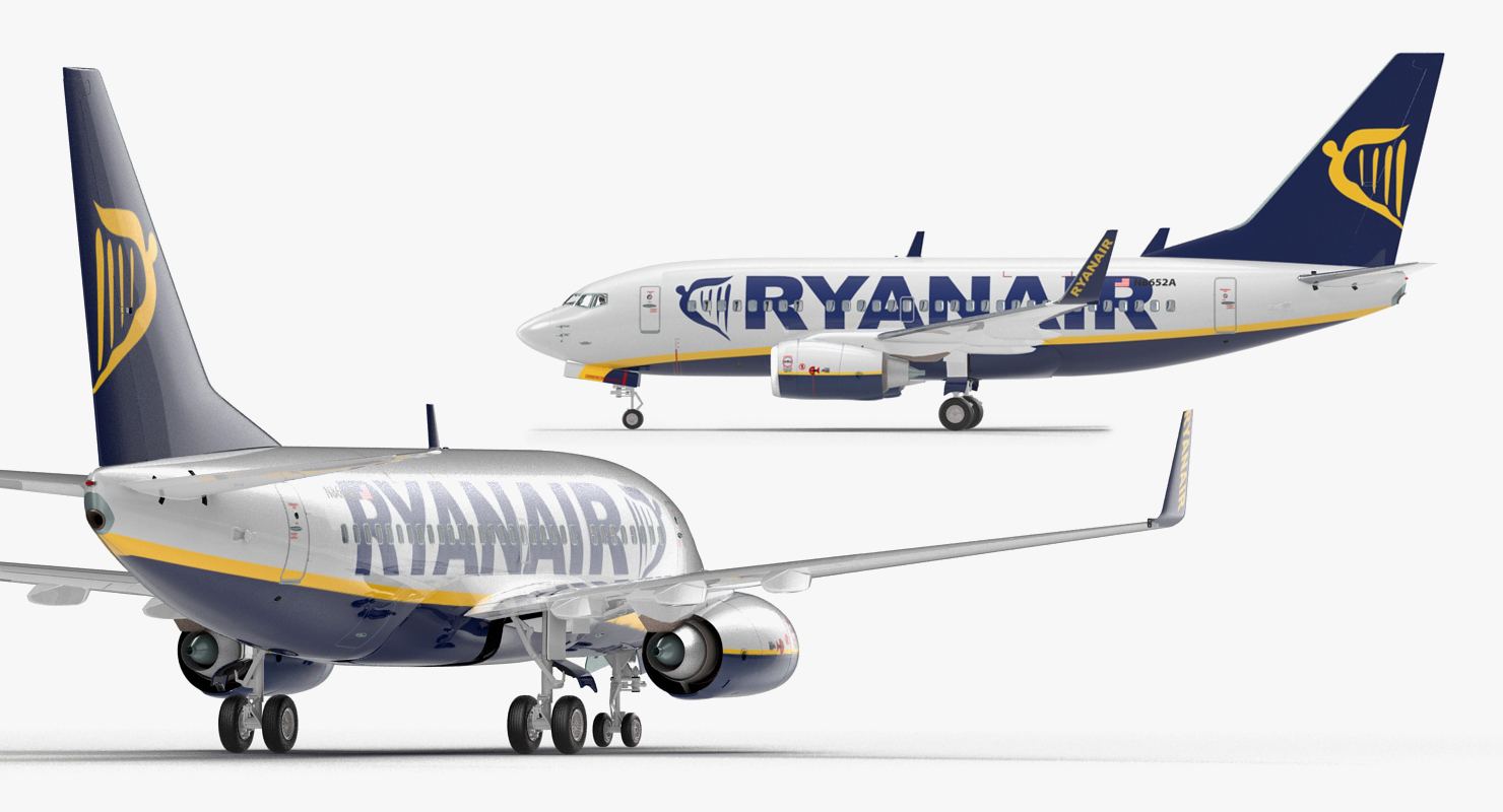 3D Boeing 737 600 with Interior Ryanair Rigged model