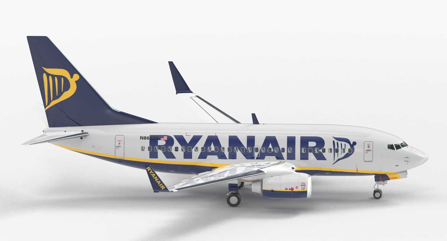 3D Boeing 737 600 with Interior Ryanair Rigged model