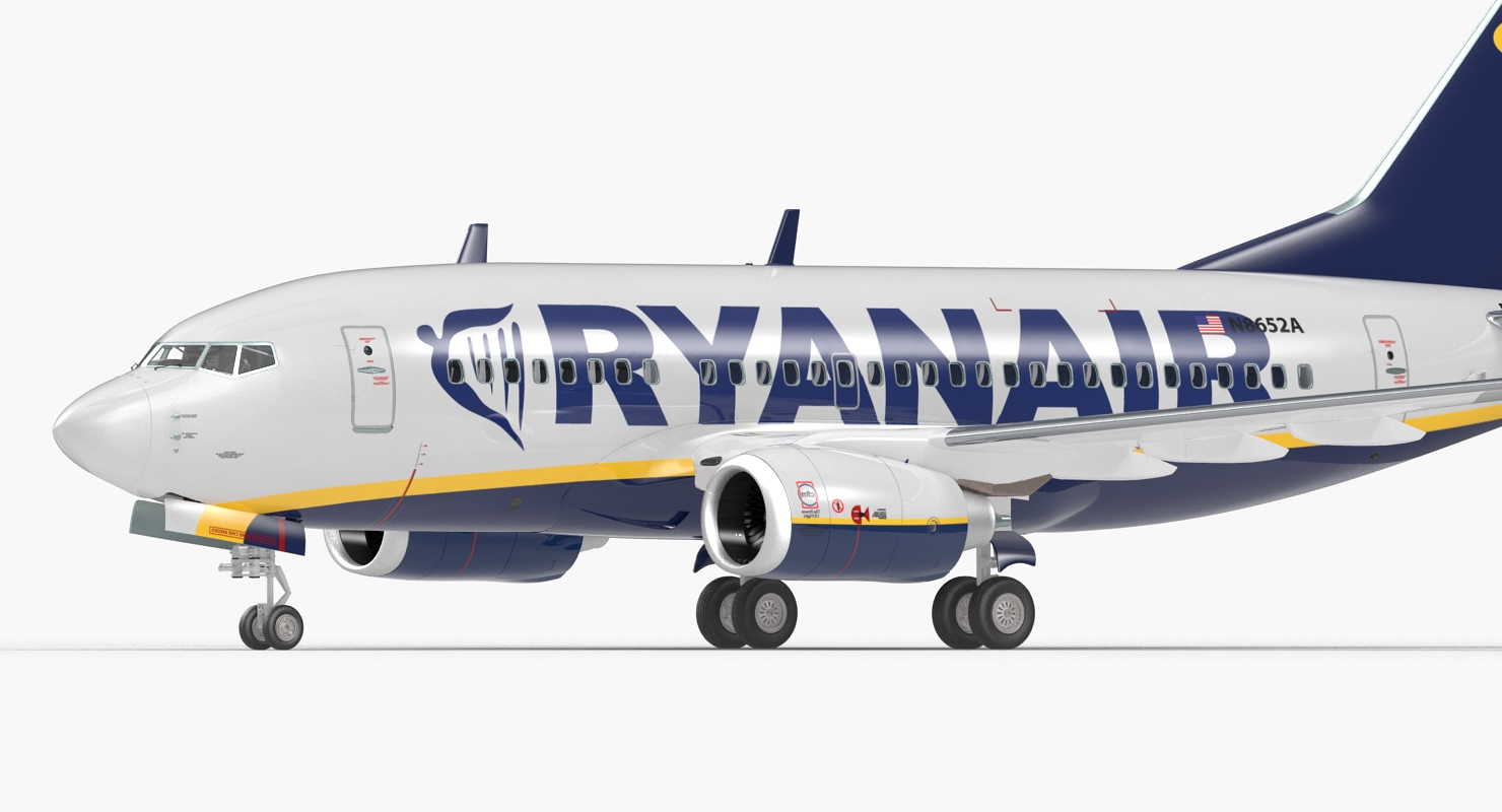 3D Boeing 737 600 with Interior Ryanair Rigged model