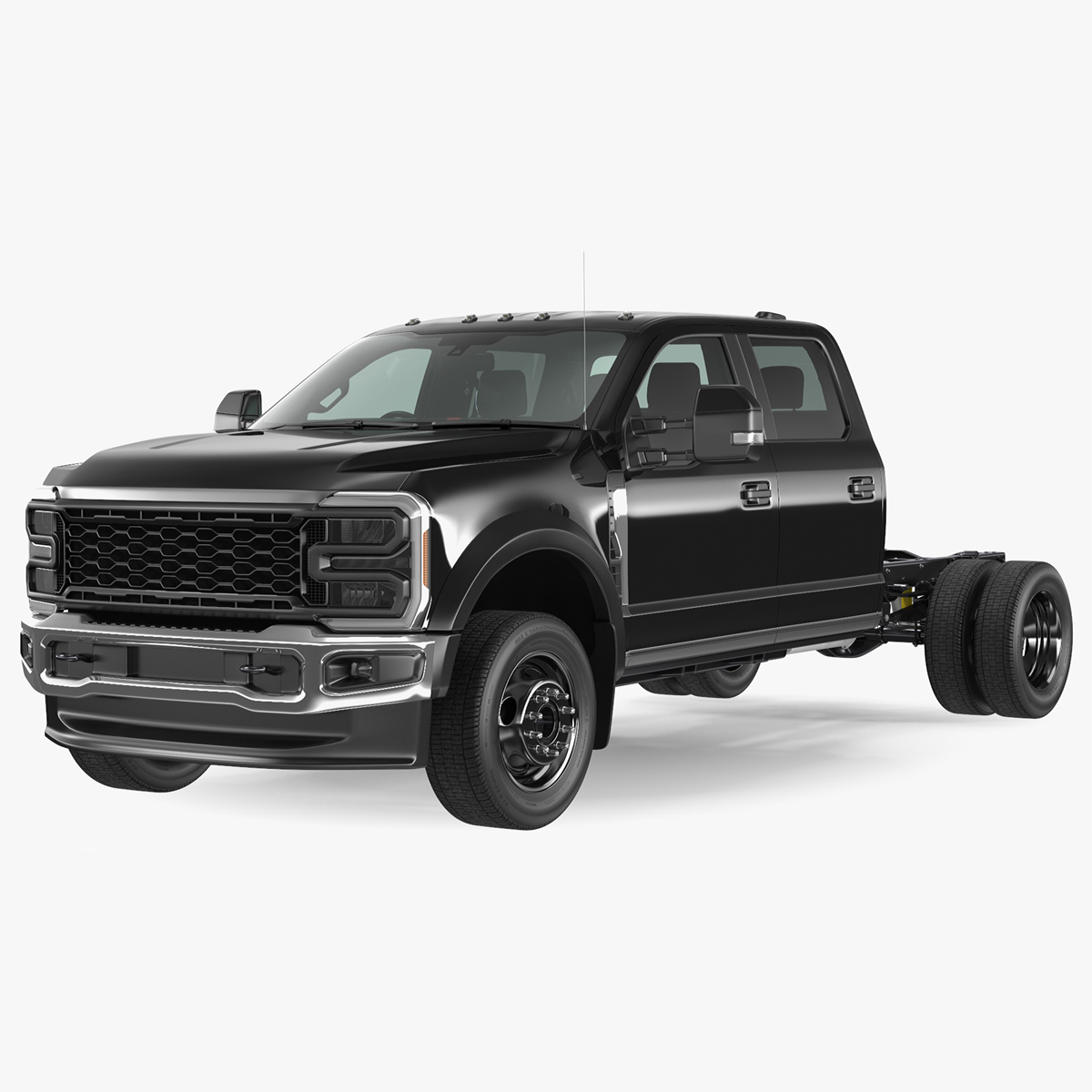 Four Doors Black Chassis Cab Rigged for Cinema 4D 3D model