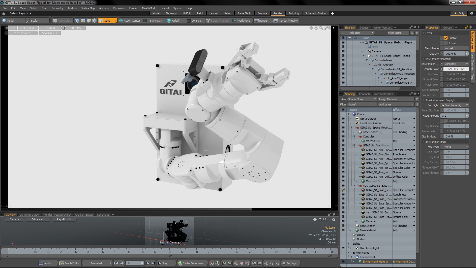 3D GITAI S1 Space Robot Rigged for Modo