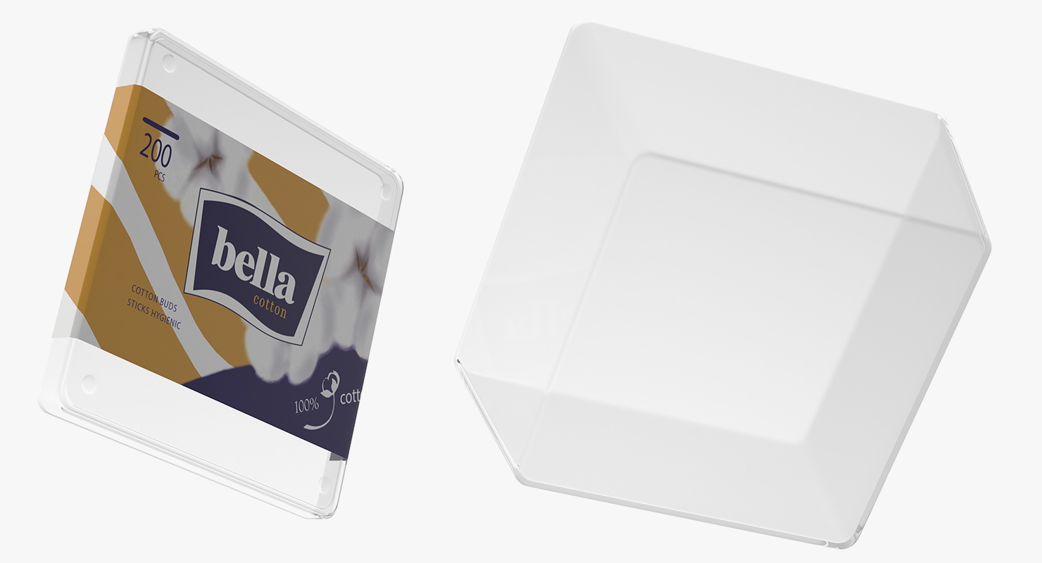 3D Cotton Wooden Swabs in Square Box model