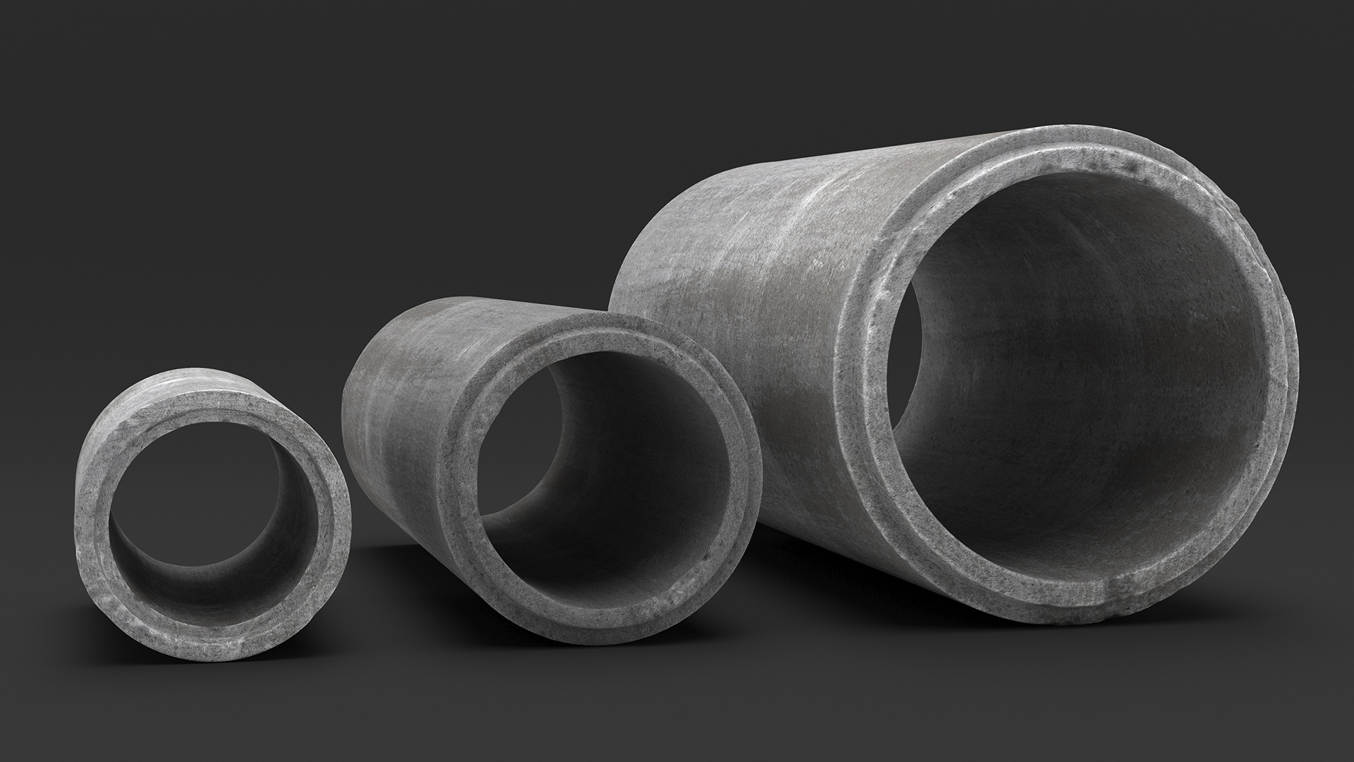 3D model Precast Concrete Drainage Pipes Set