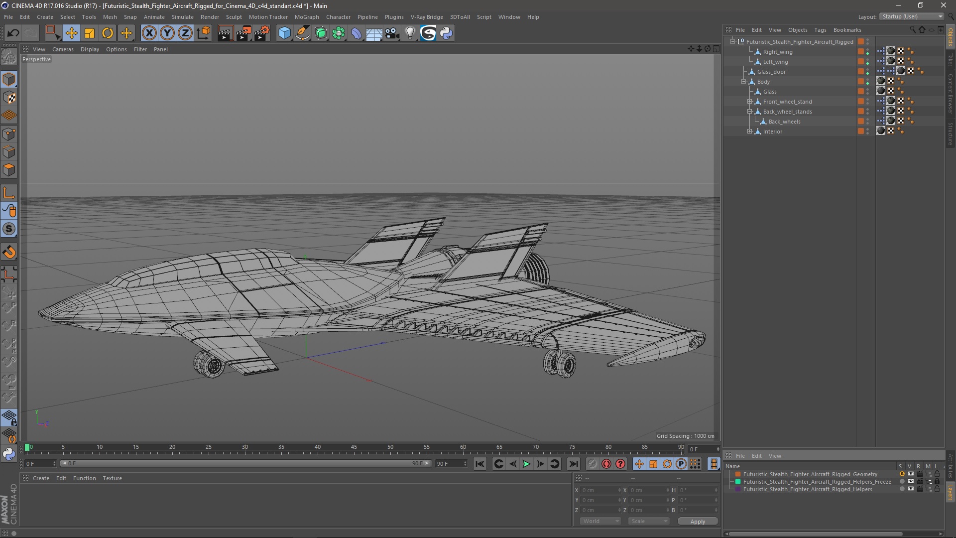 3D Futuristic Stealth Fighter Aircraft Rigged for Cinema 4D