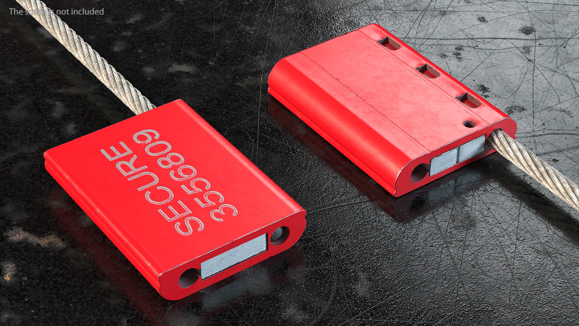 3D model Red Tight Steel Cable Seal Straight