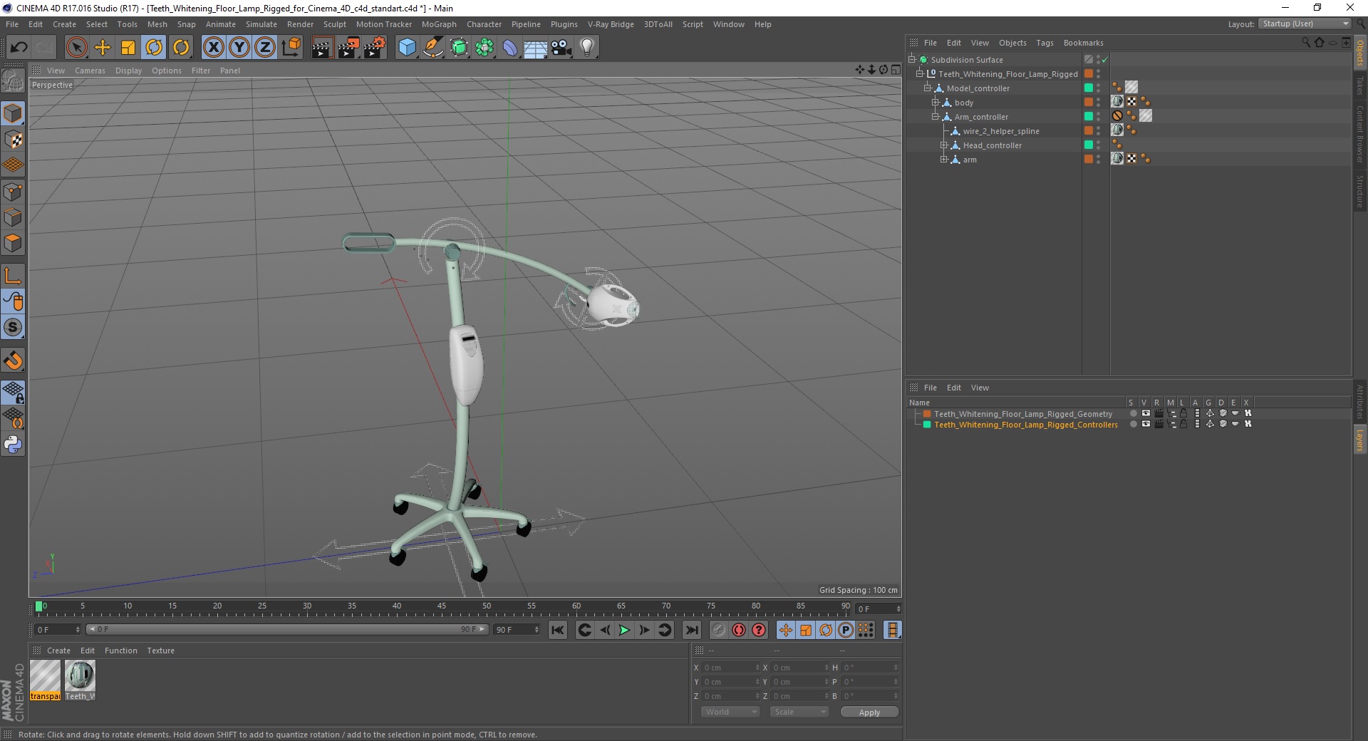 Teeth Whitening Floor Lamp Rigged for Cinema 4D 3D