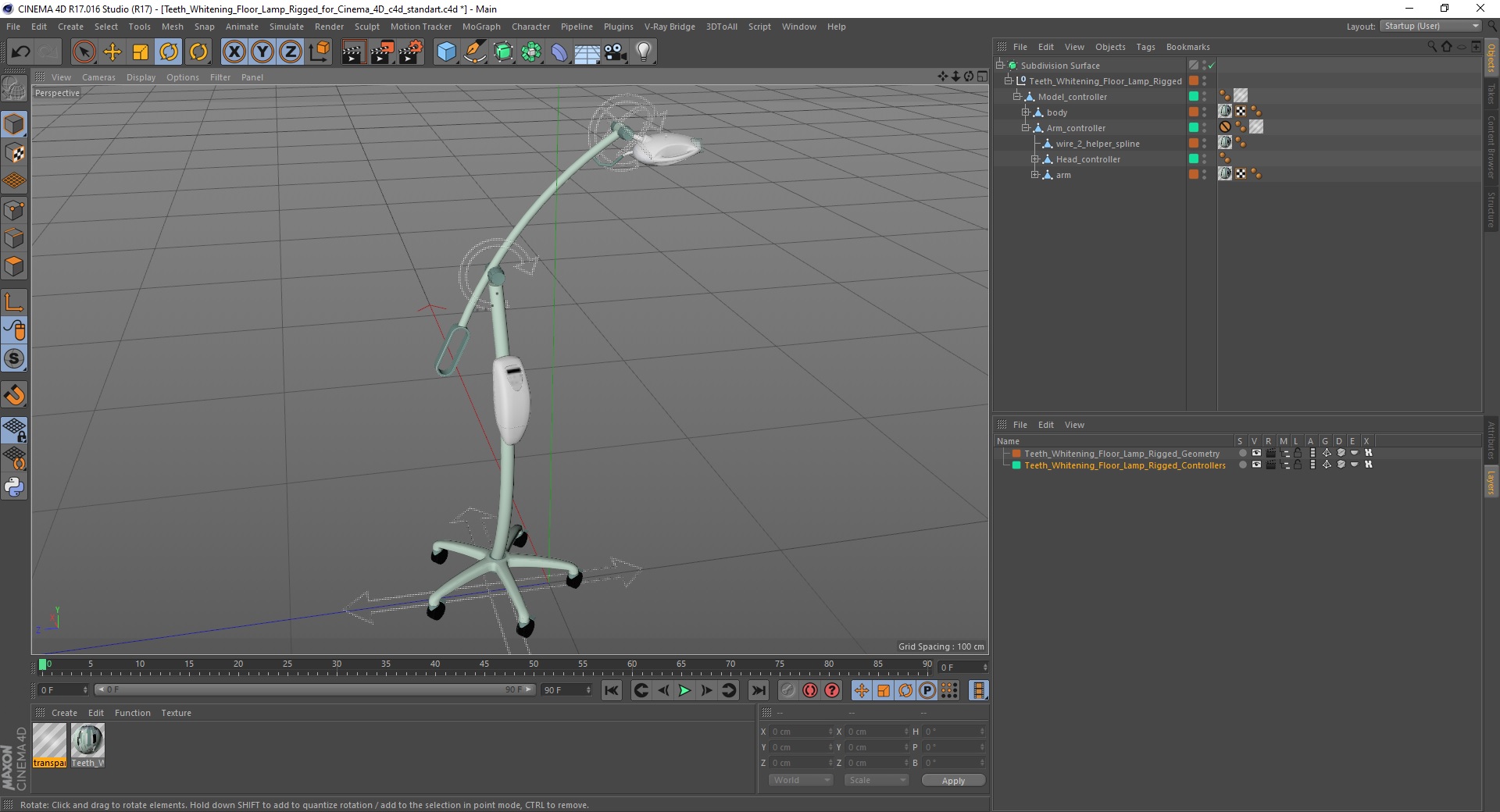 Teeth Whitening Floor Lamp Rigged for Cinema 4D 3D