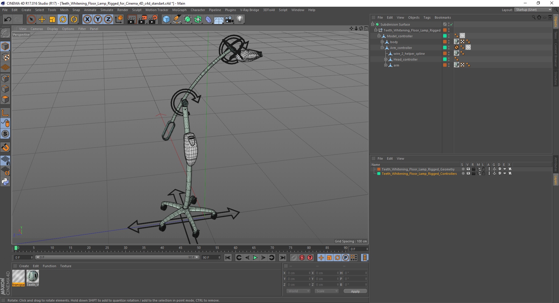 Teeth Whitening Floor Lamp Rigged for Cinema 4D 3D