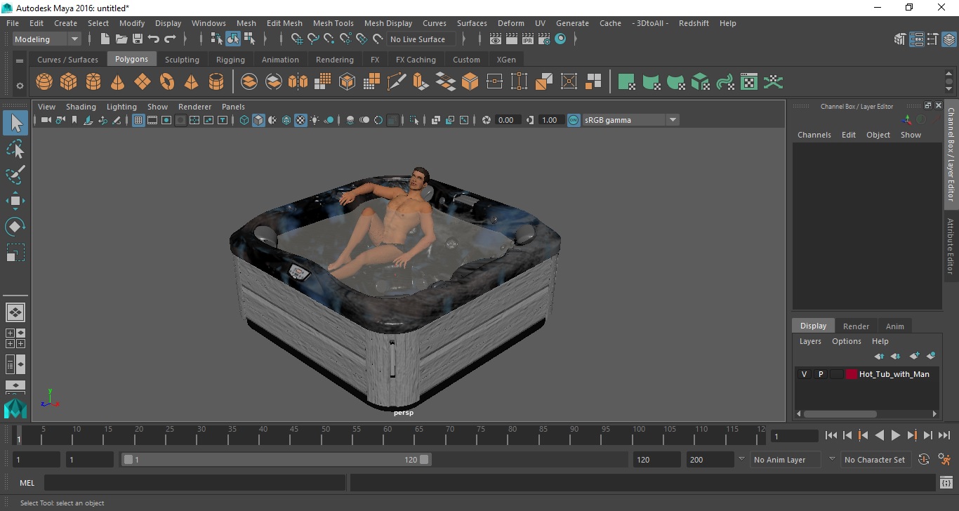 3D Hot Tub with Man