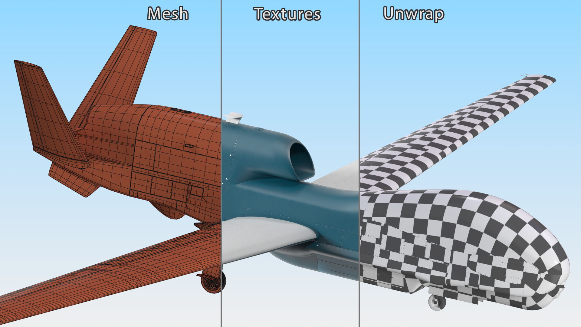 3D Unmanned Surveillance Drone Rigged for Cinema 4D model