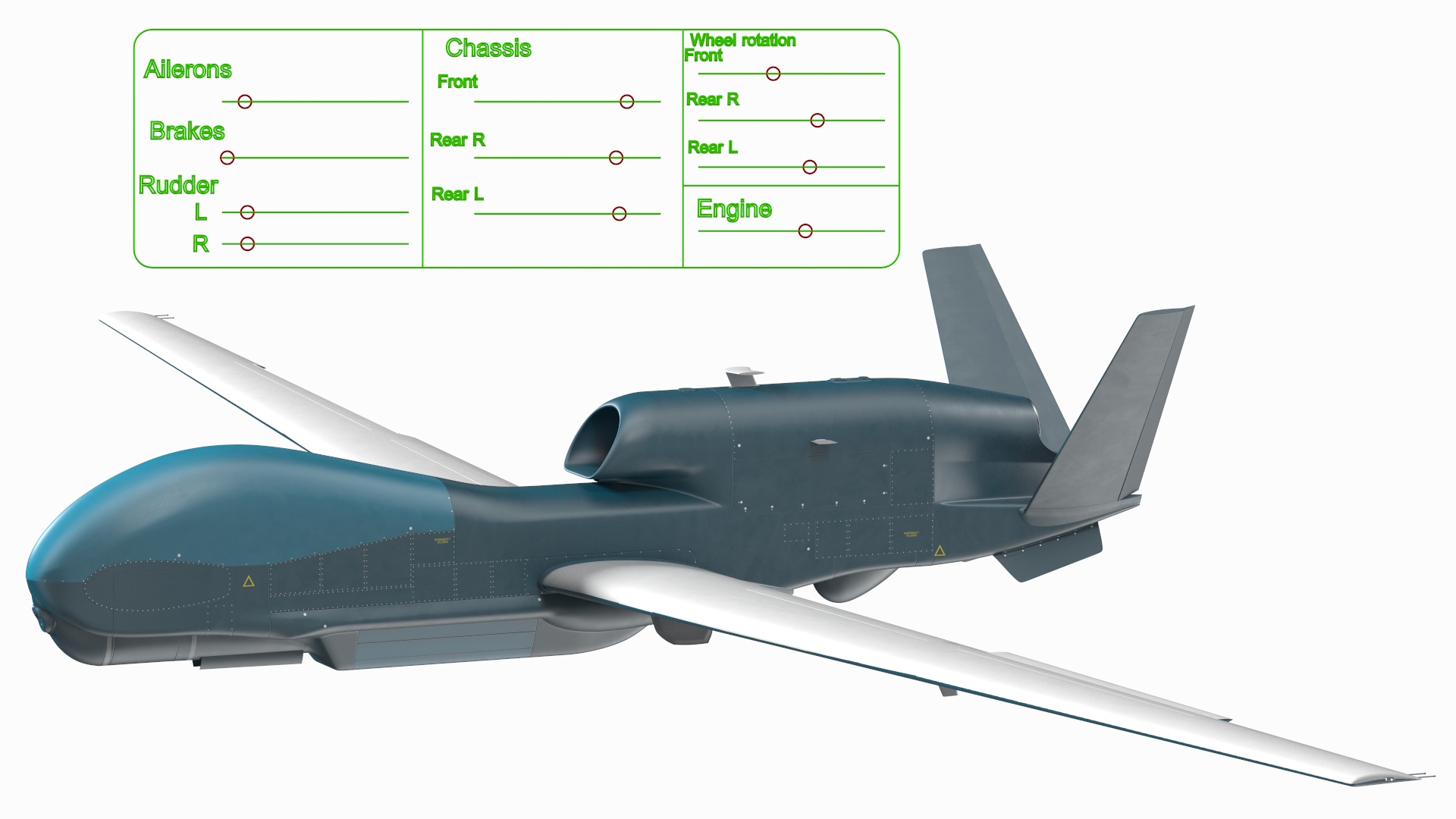 3D Unmanned Surveillance Drone Rigged for Cinema 4D model