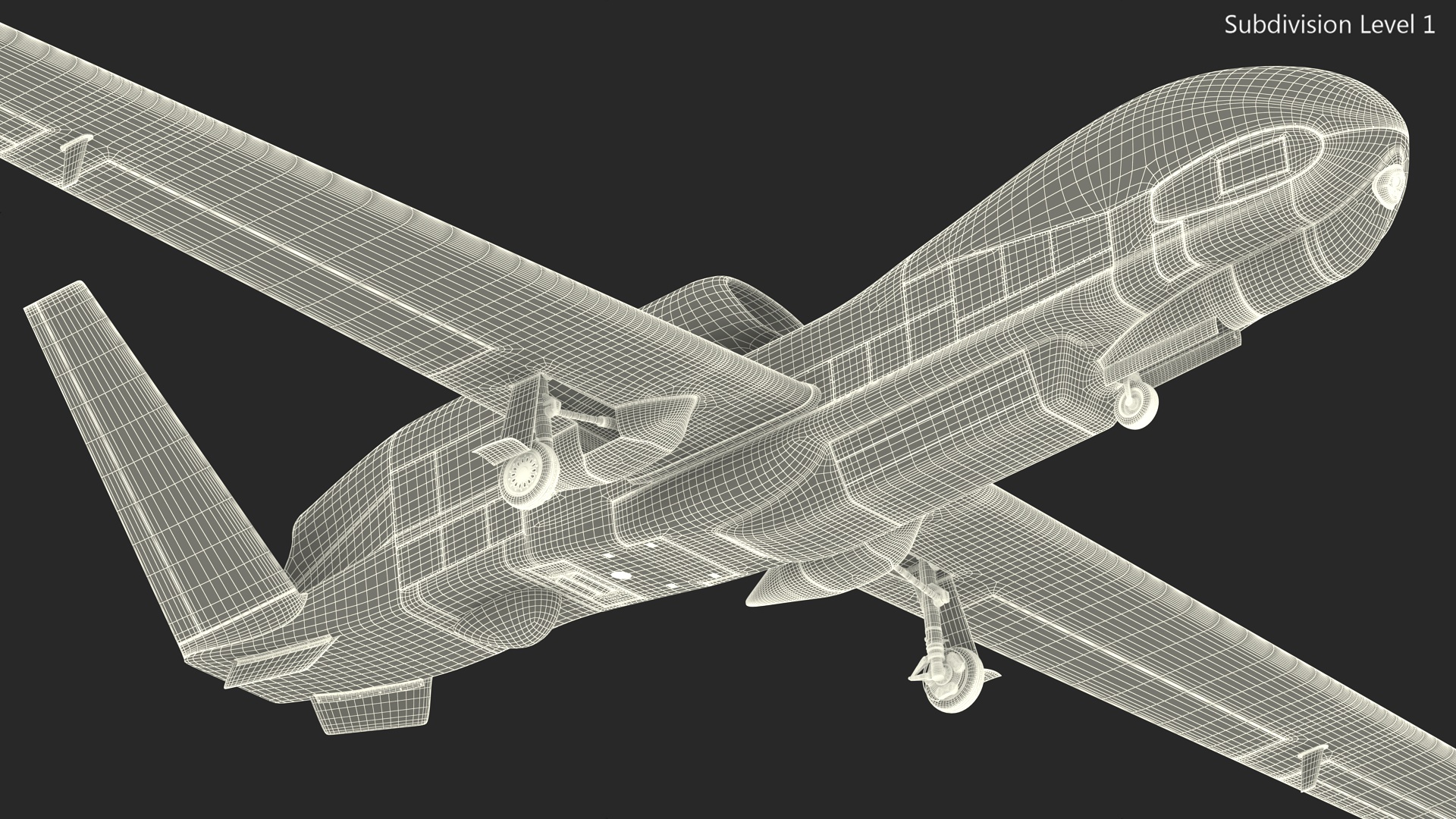 3D Unmanned Surveillance Drone Rigged for Cinema 4D model