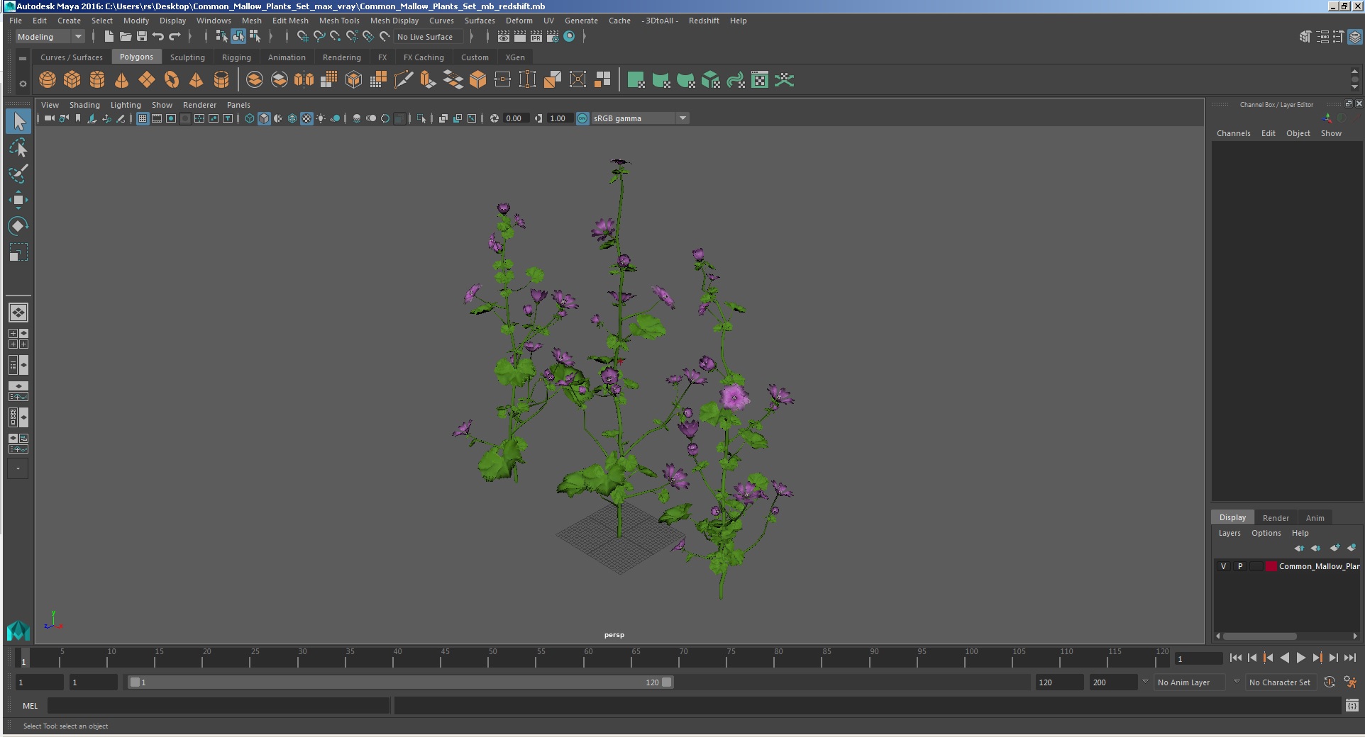 Common Mallow Plants Set 3D model