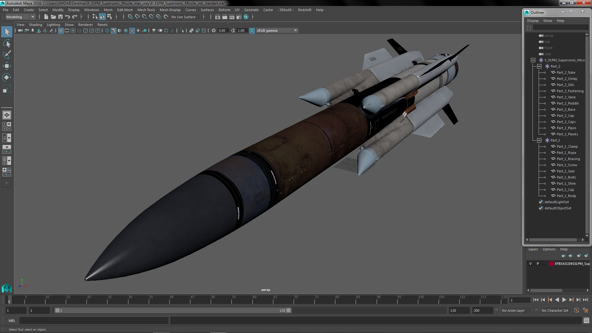 3D model X-31PM Supersonic Missile