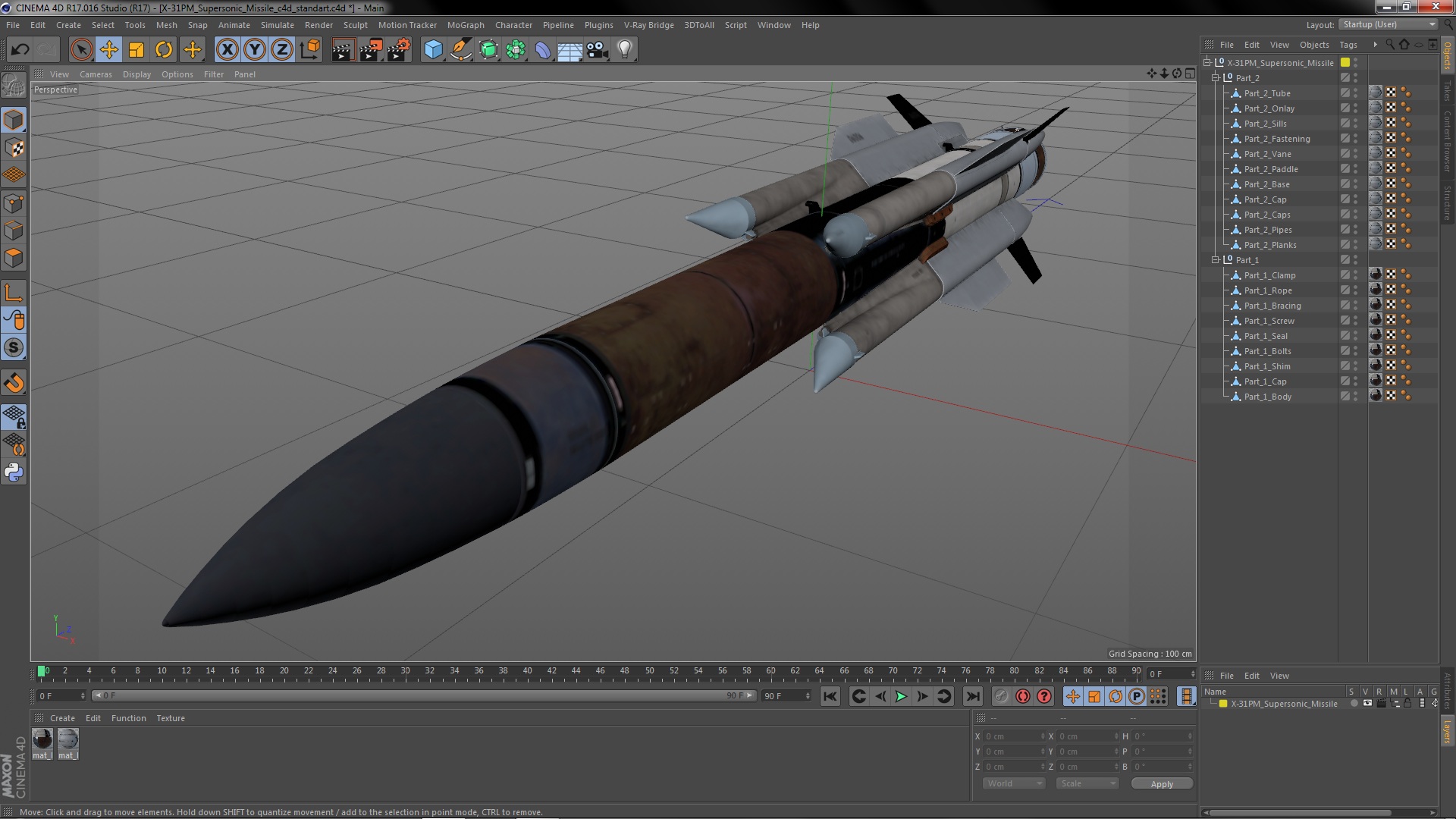 3D model X-31PM Supersonic Missile