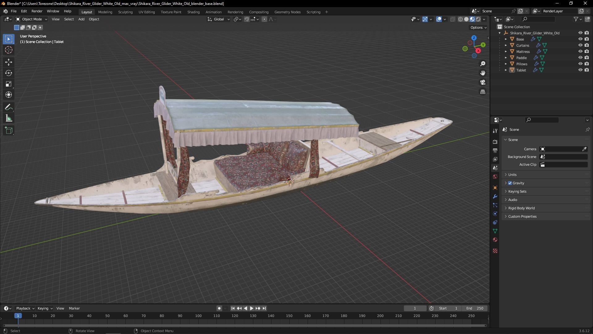 3D model Shikara River Glider White Old