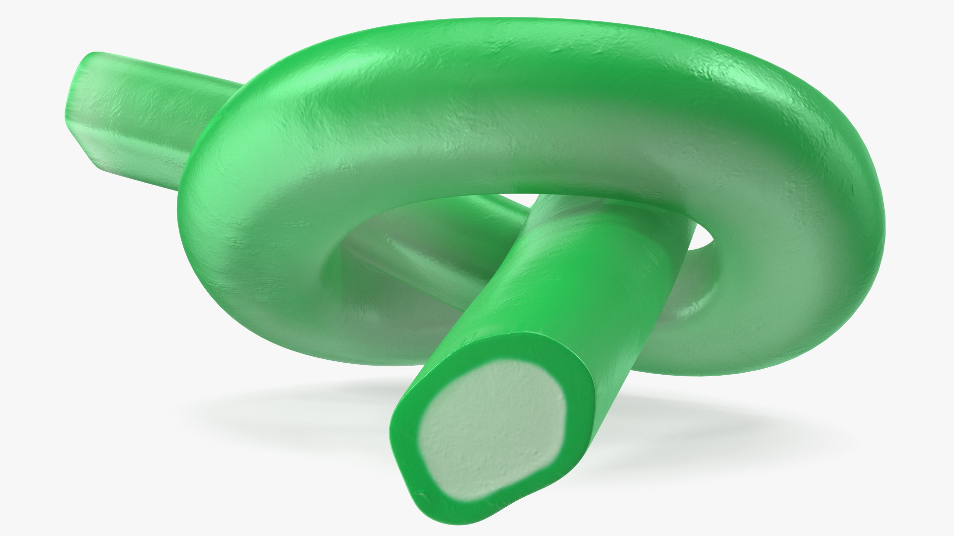 3D Green Licorice Rope Candy Tied in Knot model