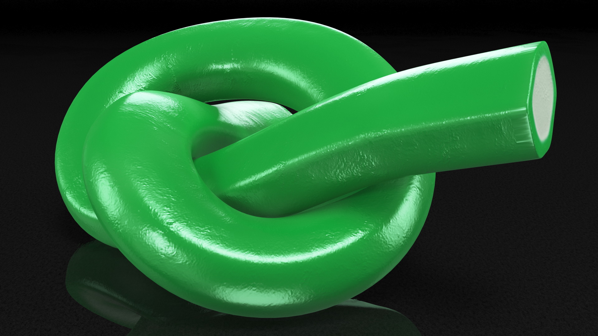 3D Green Licorice Rope Candy Tied in Knot model
