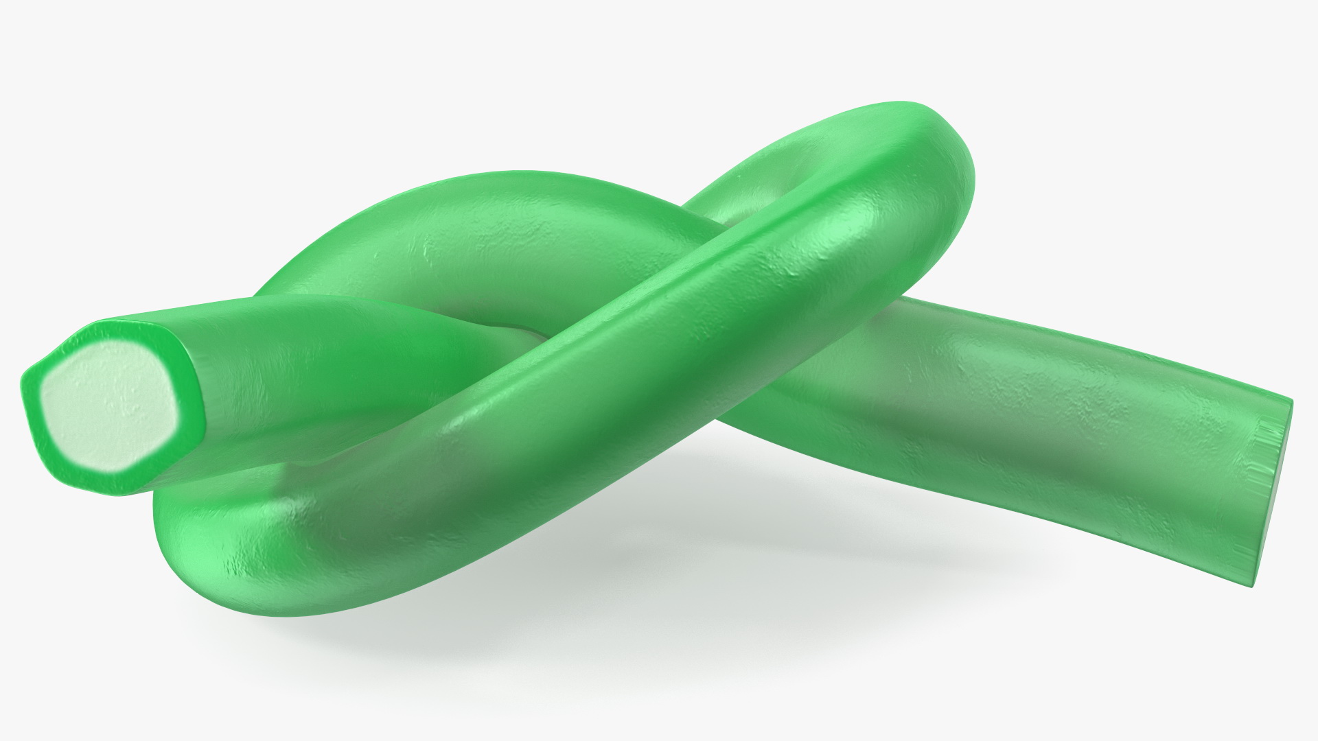 3D Green Licorice Rope Candy Tied in Knot model
