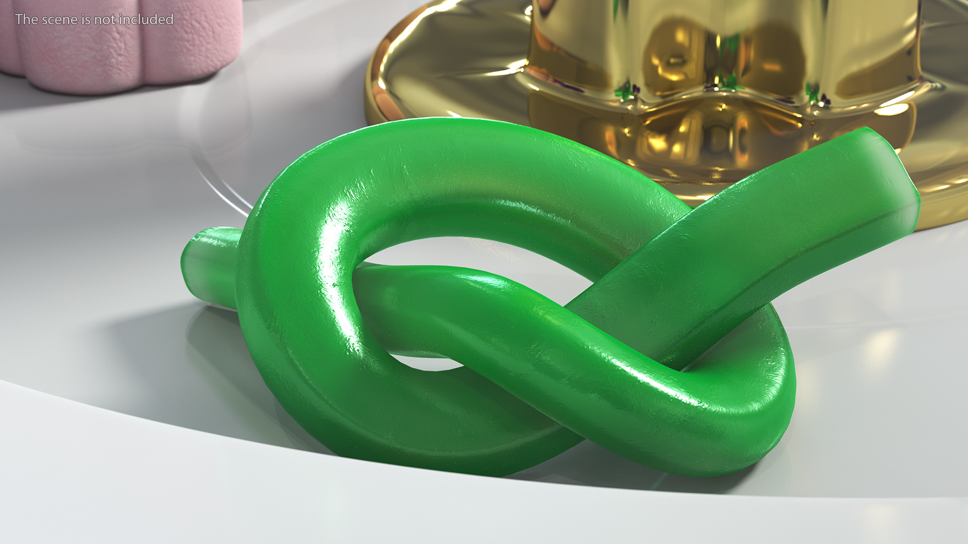 3D Green Licorice Rope Candy Tied in Knot model