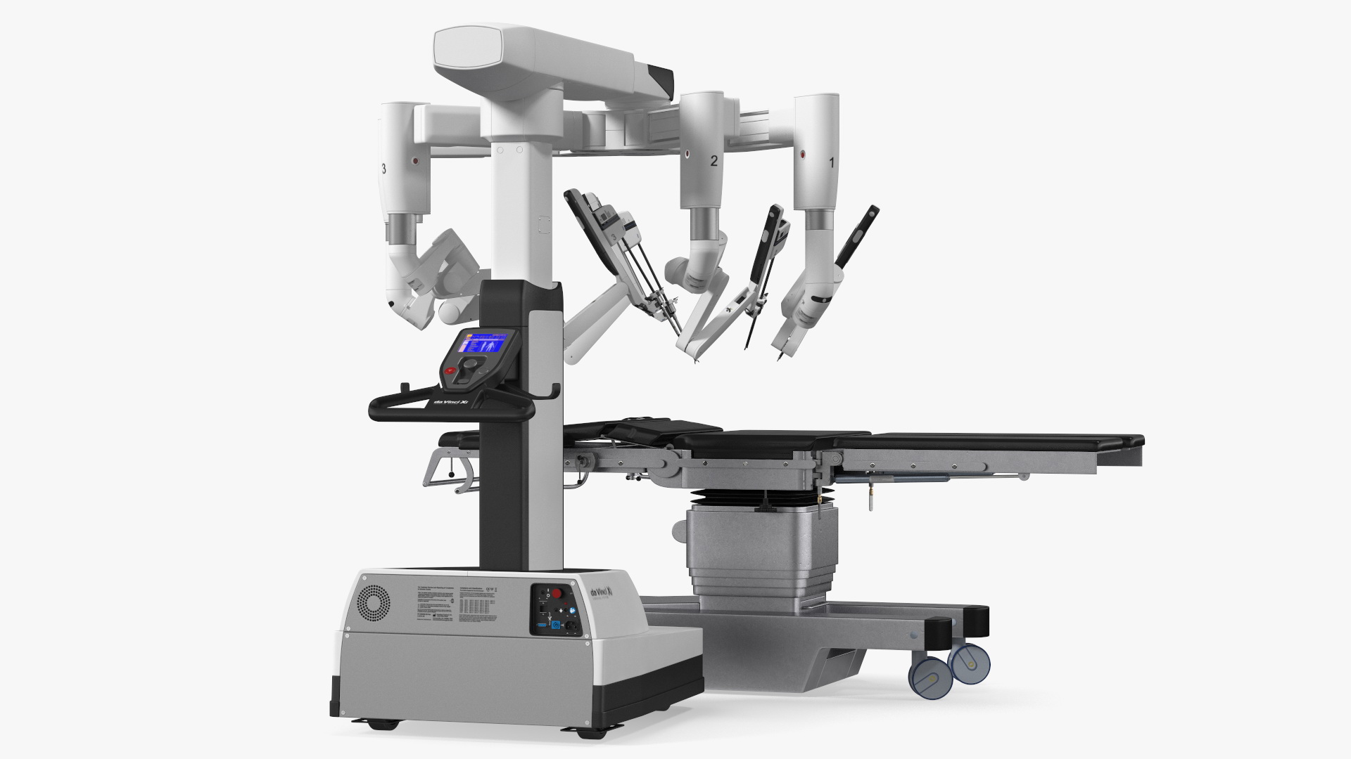 3D Surgical Robotic System da Vinci SI Rigged with Operating Table model