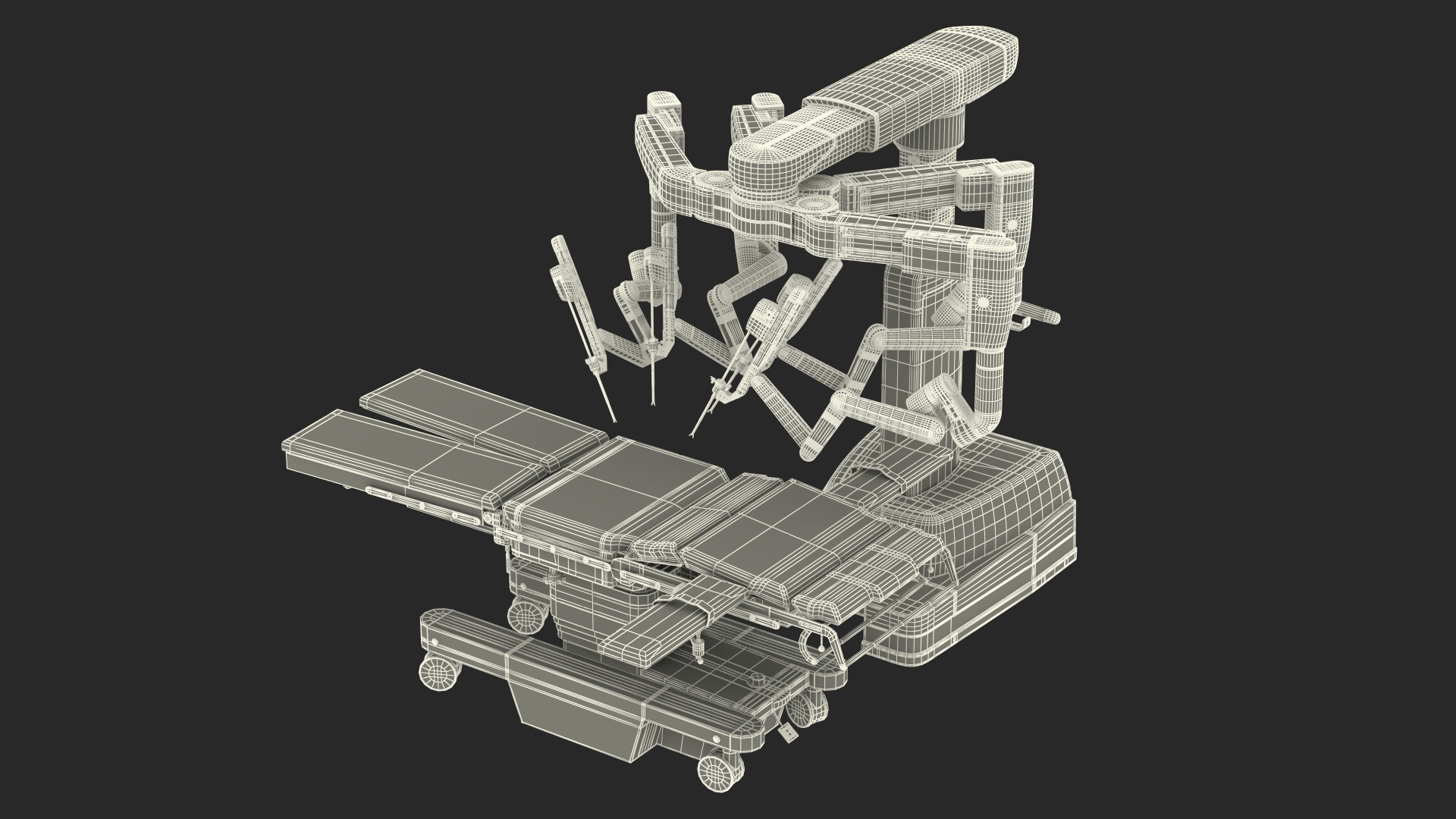 3D Surgical Robotic System da Vinci SI Rigged with Operating Table model