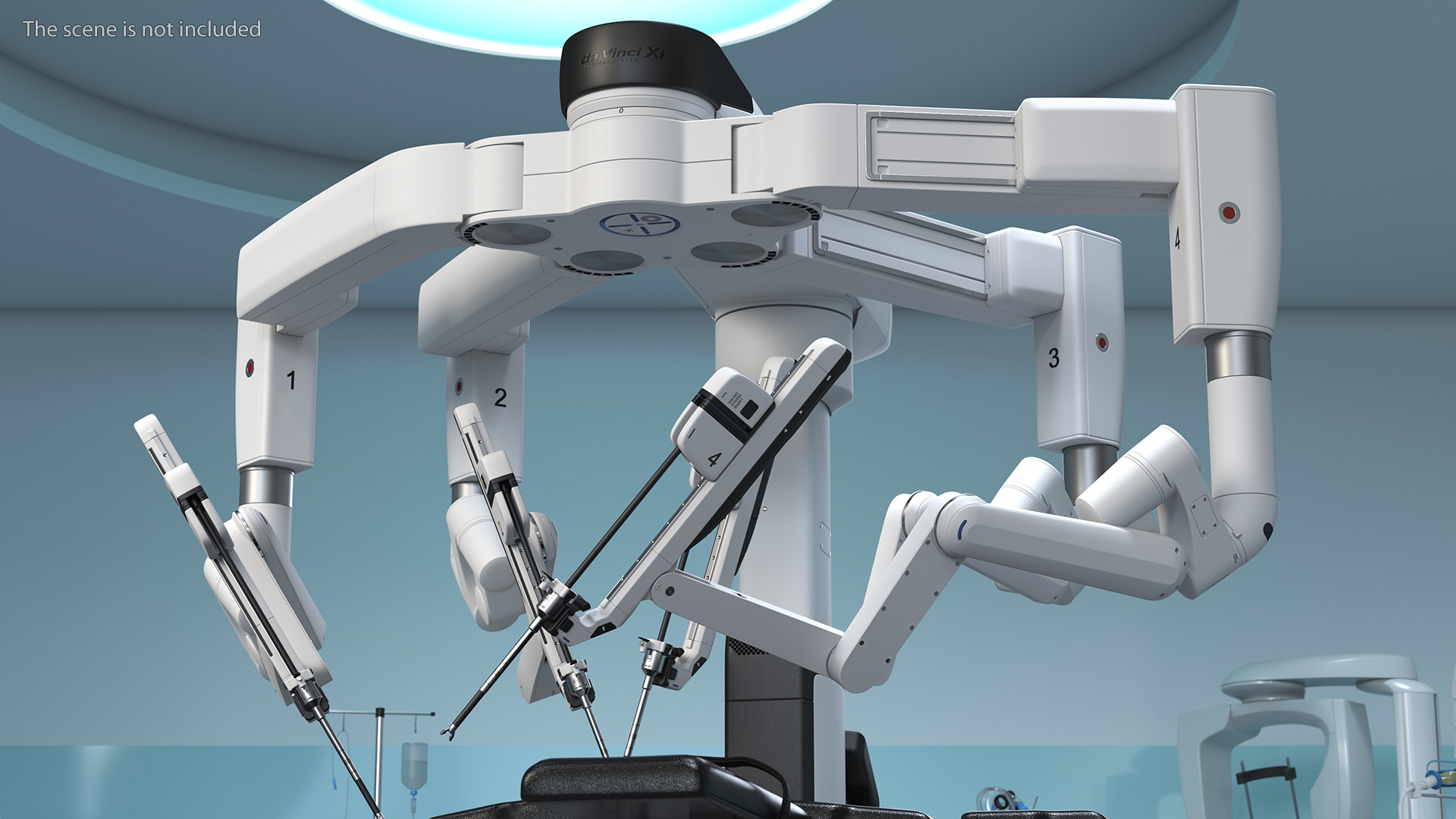 3D Surgical Robotic System da Vinci SI Rigged with Operating Table model