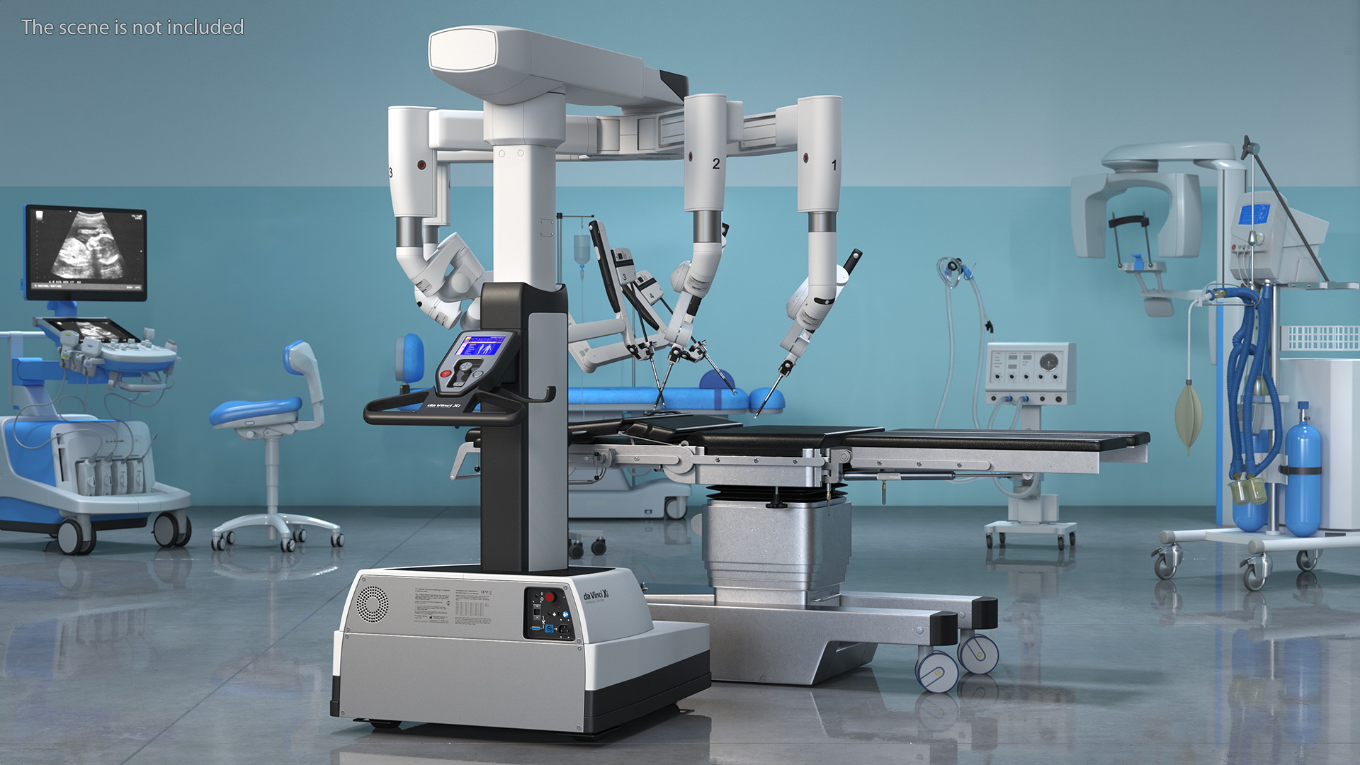 3D Surgical Robotic System da Vinci SI Rigged with Operating Table model