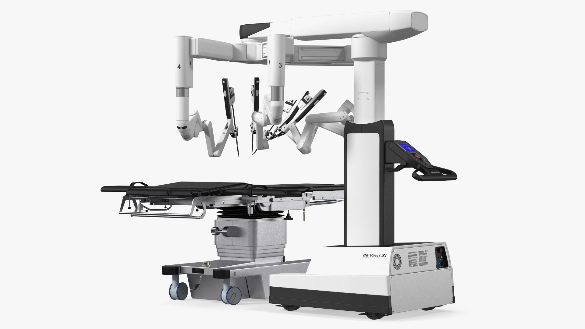3D Surgical Robotic System da Vinci SI Rigged with Operating Table model