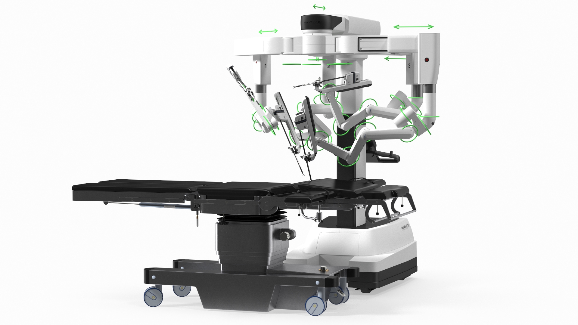 3D Surgical Robotic System da Vinci SI Rigged with Operating Table model