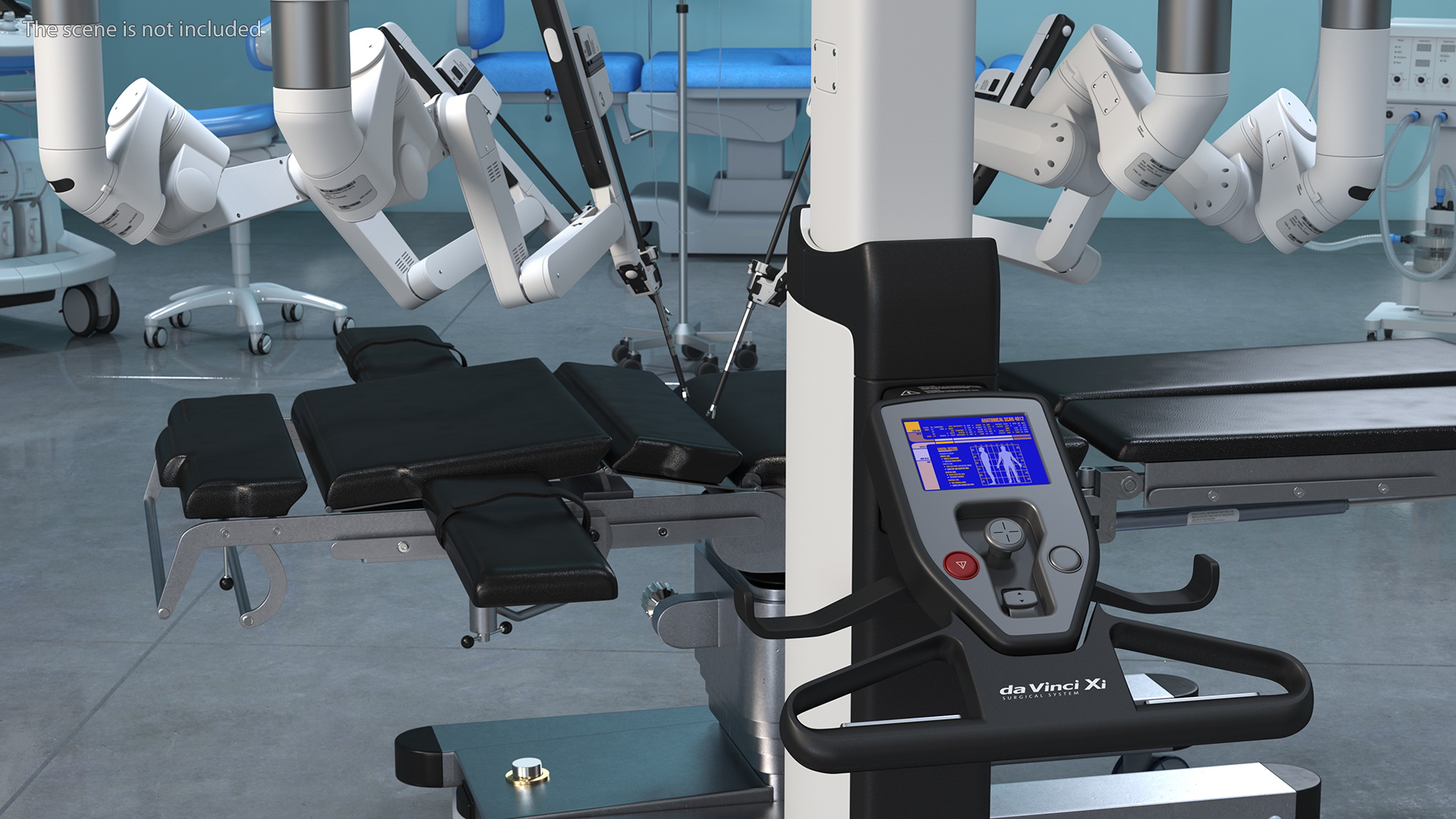 3D Surgical Robotic System da Vinci SI Rigged with Operating Table model