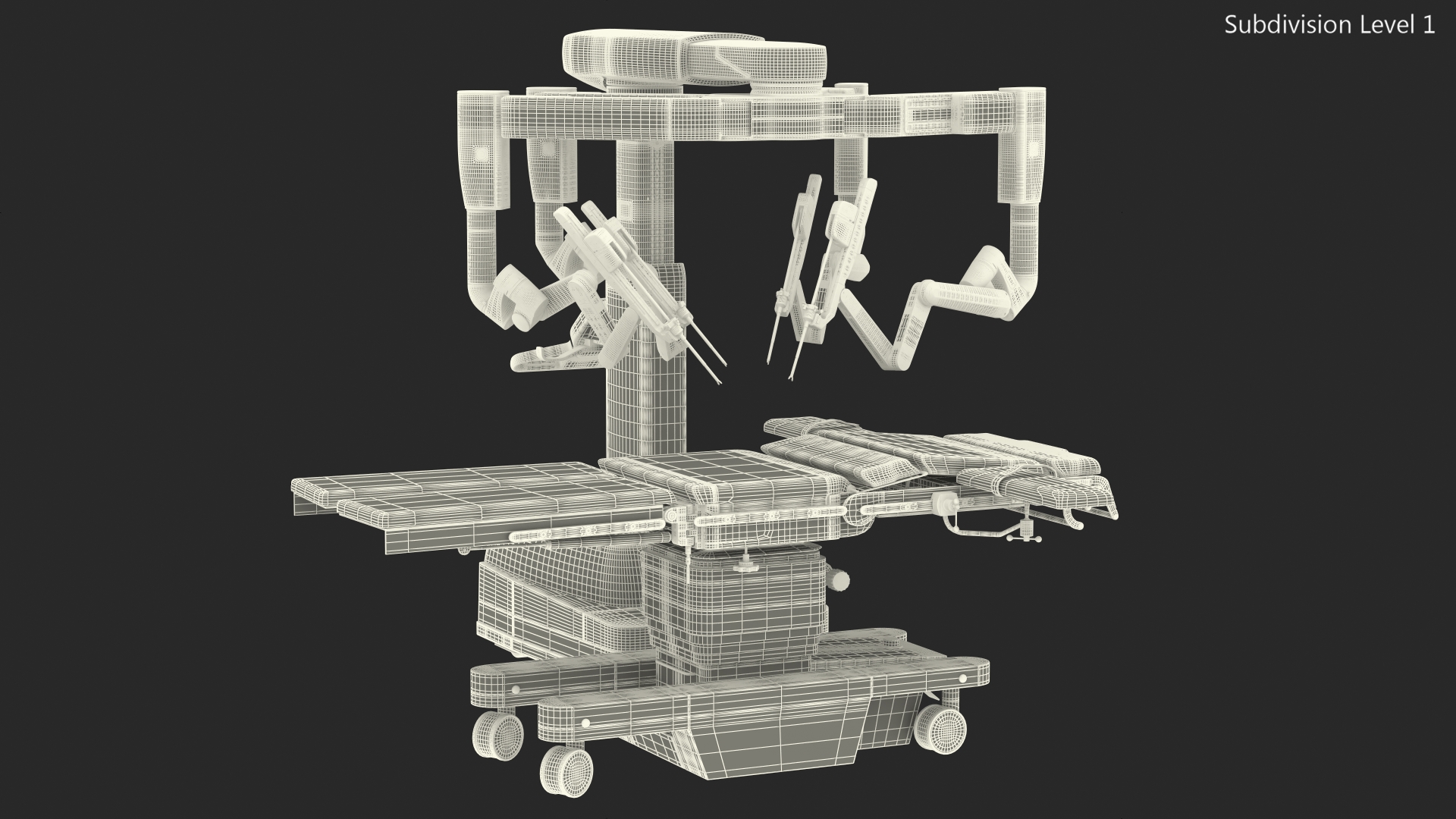 3D Surgical Robotic System da Vinci SI Rigged with Operating Table model