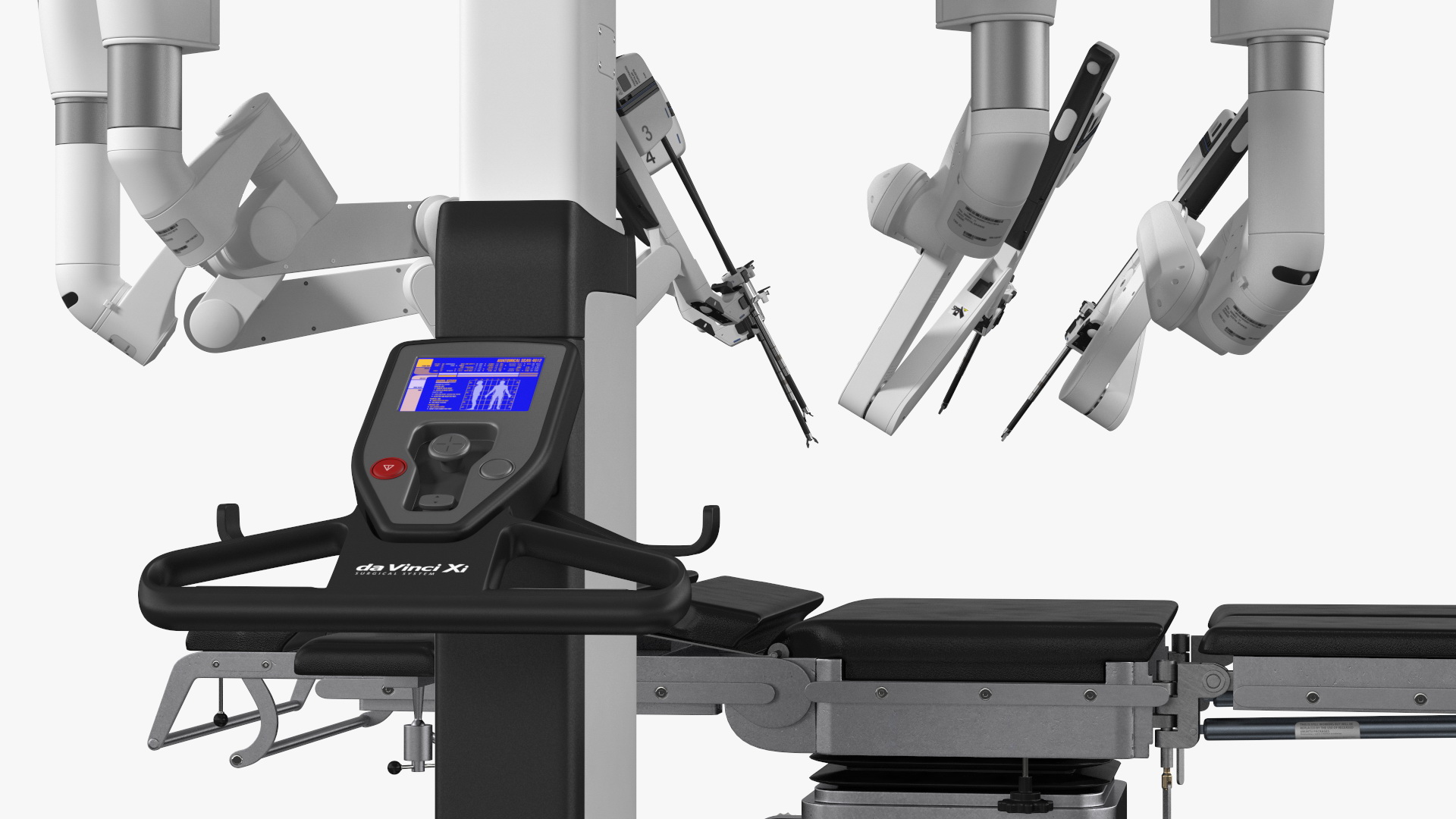 3D Surgical Robotic System da Vinci SI Rigged with Operating Table model
