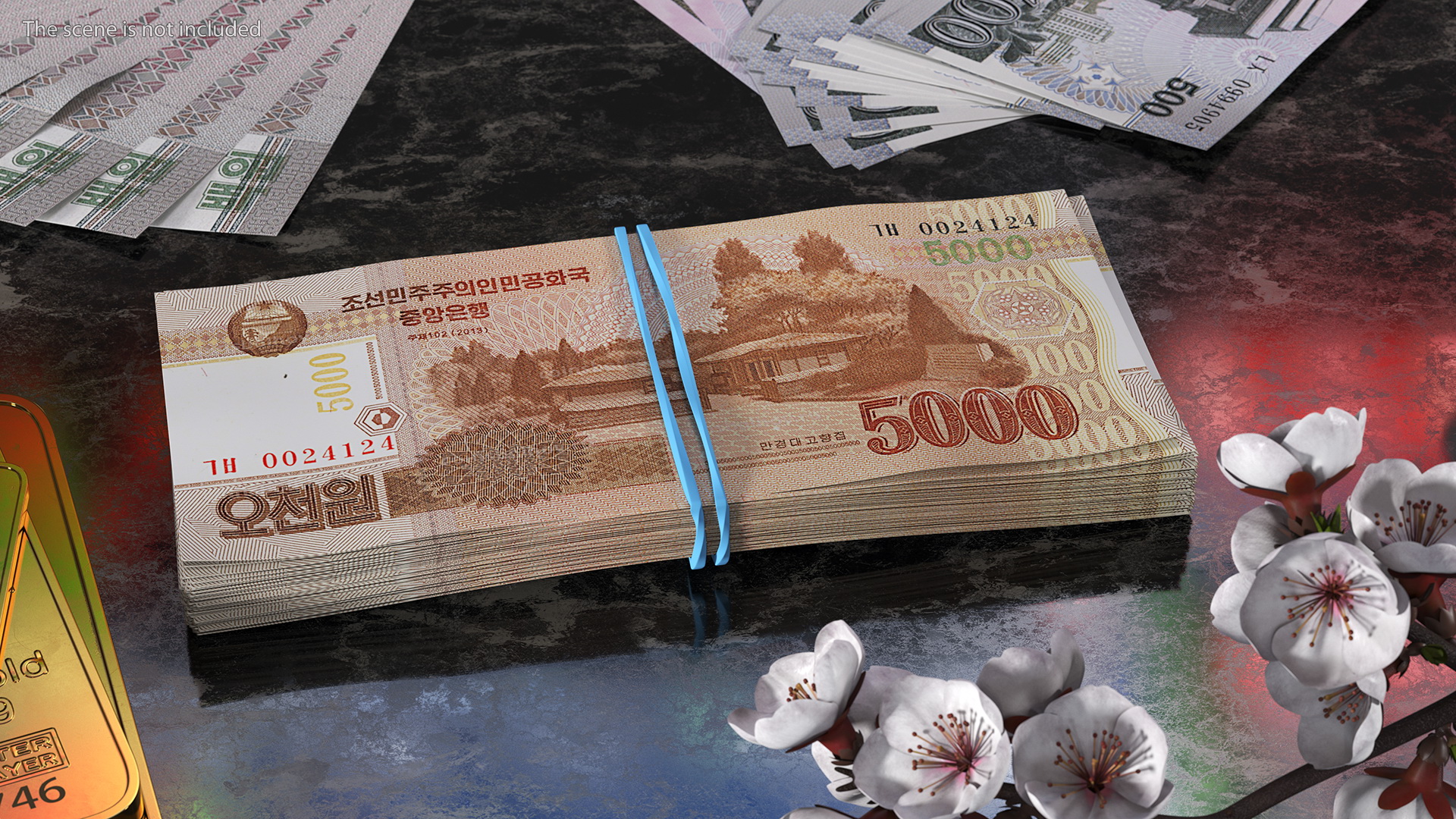 Stack of North Korea 5000 Won 2013 3D model