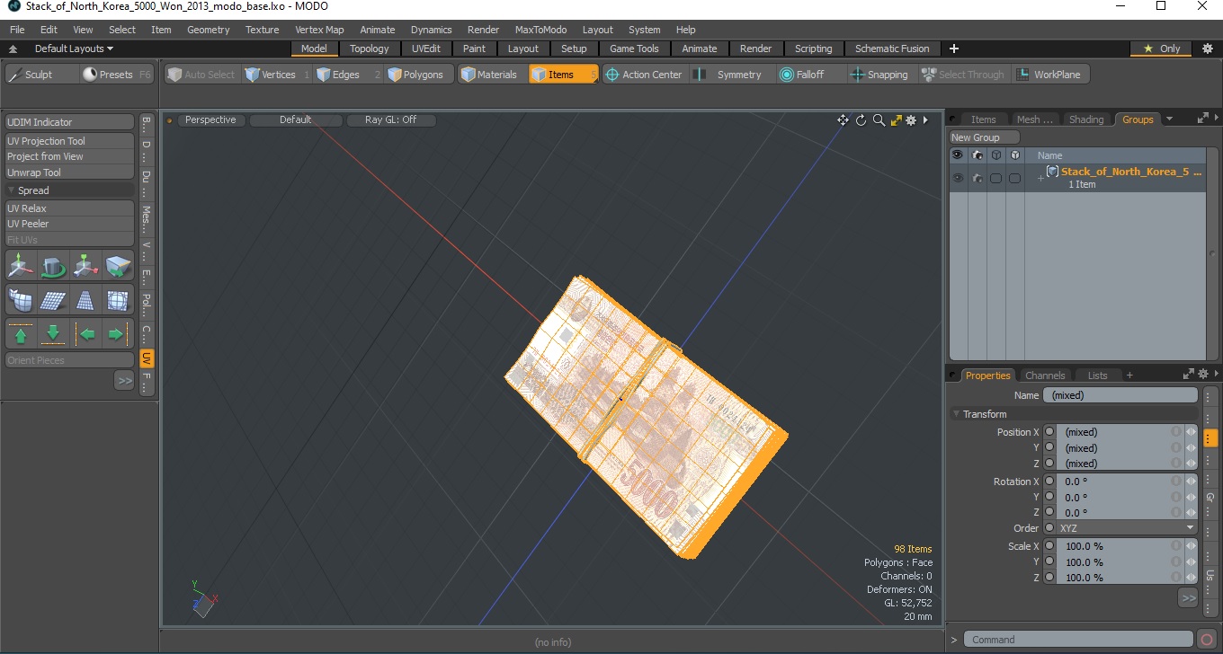 Stack of North Korea 5000 Won 2013 3D model