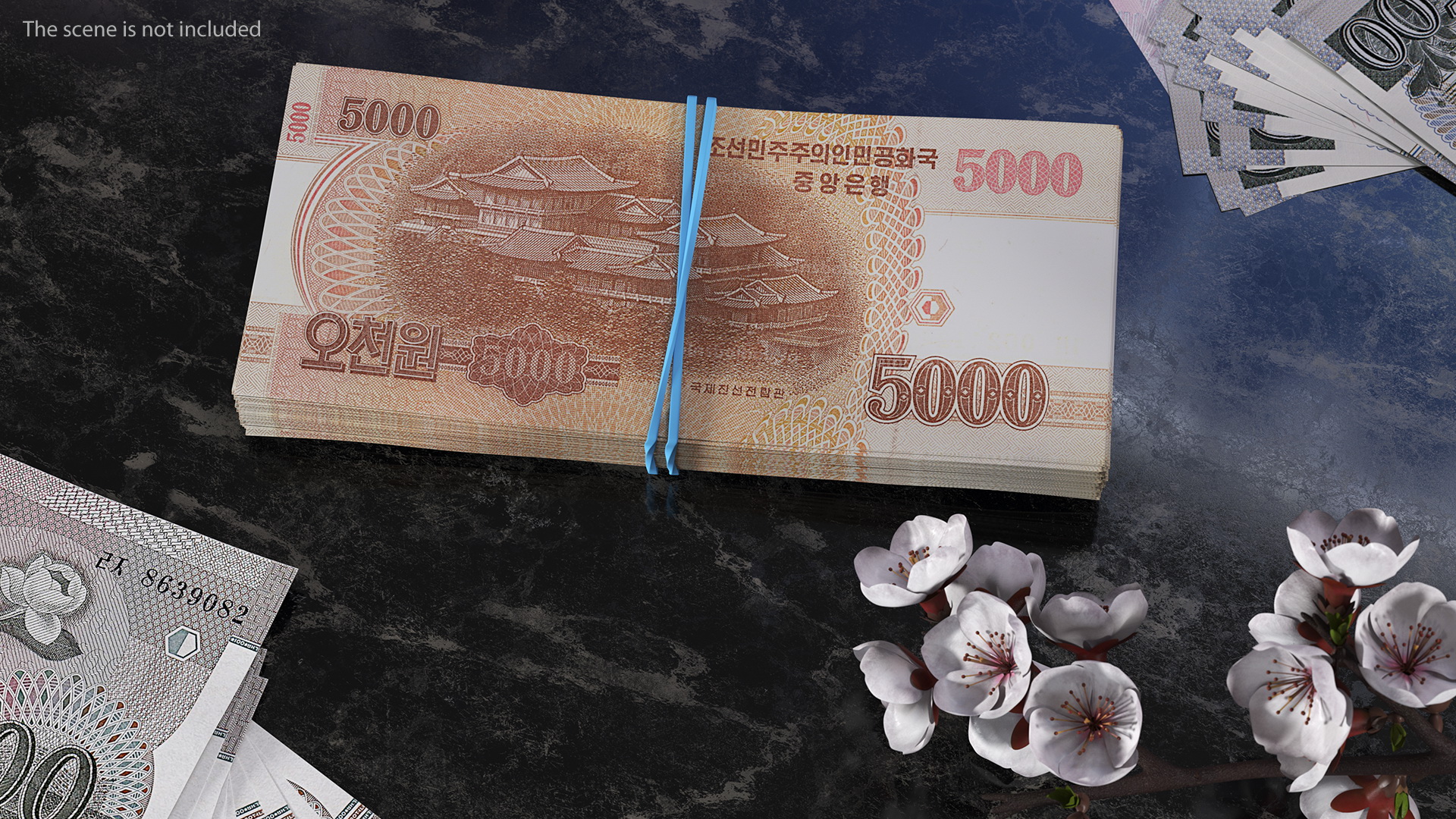 Stack of North Korea 5000 Won 2013 3D model
