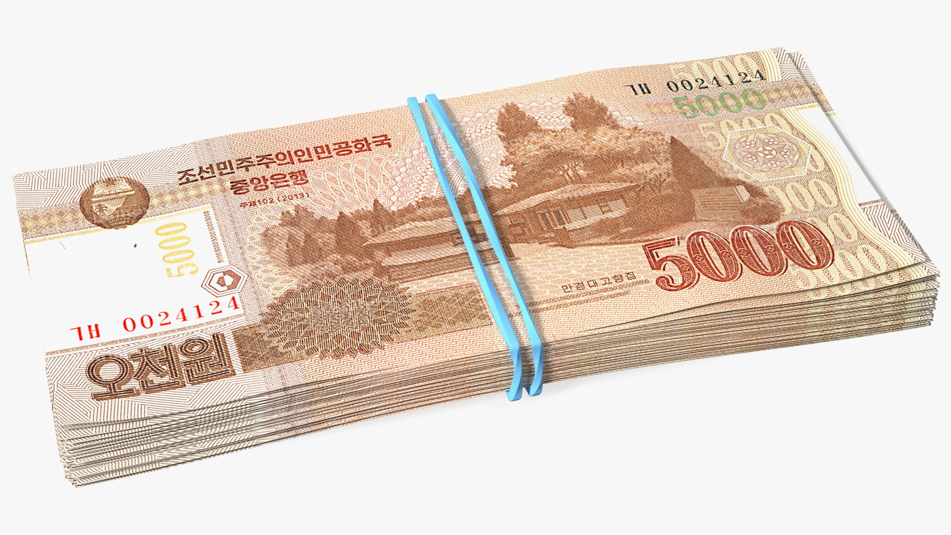 Stack of North Korea 5000 Won 2013 3D model