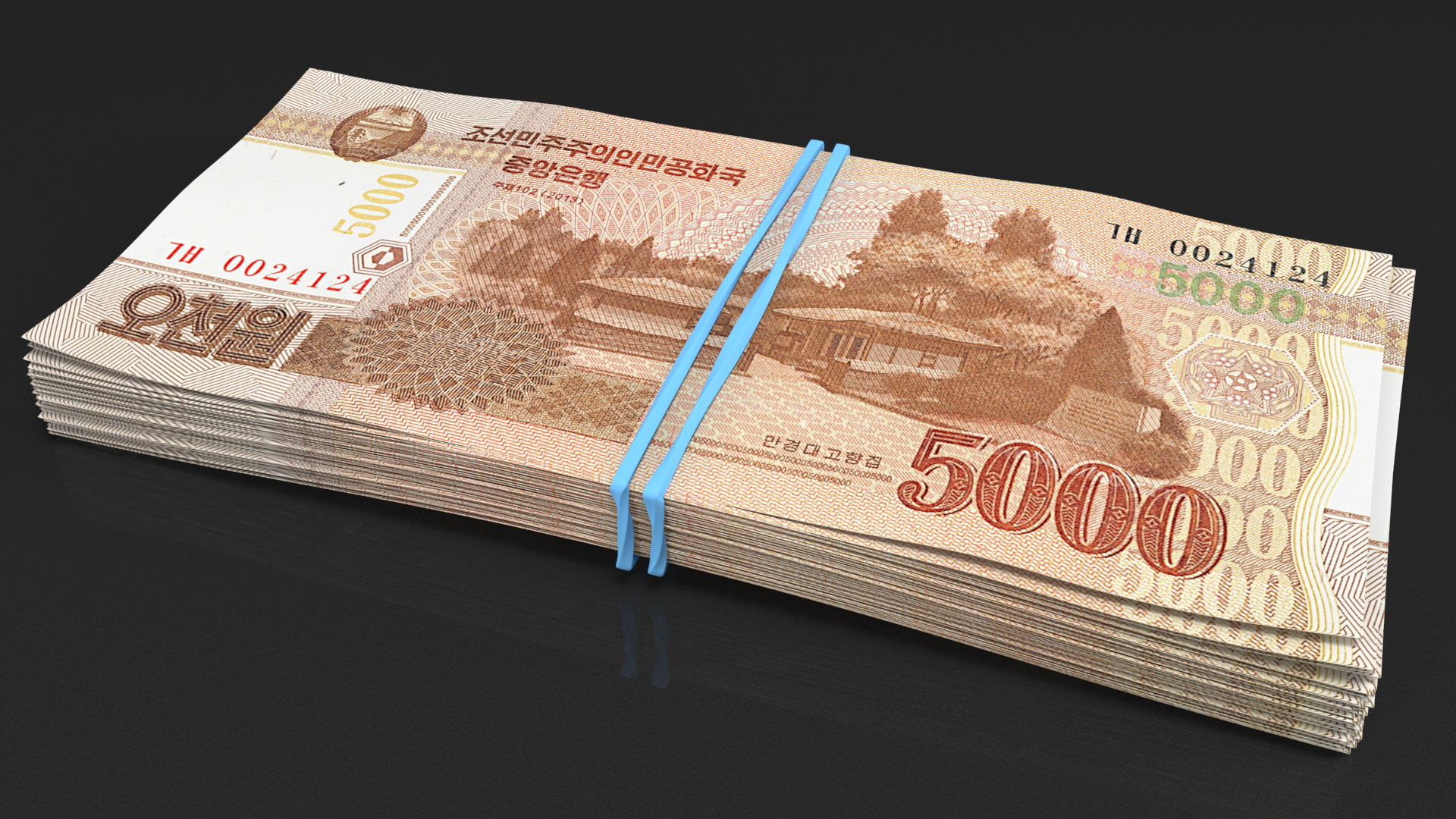 Stack of North Korea 5000 Won 2013 3D model
