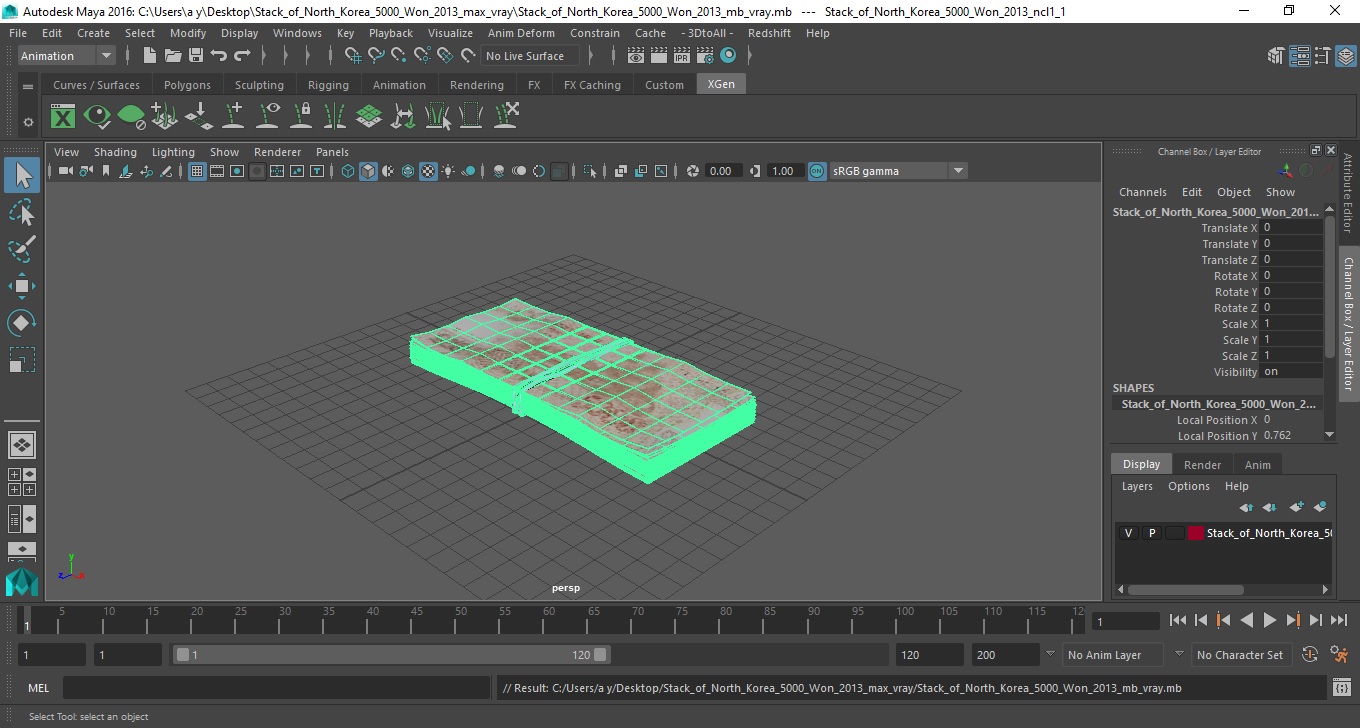 Stack of North Korea 5000 Won 2013 3D model