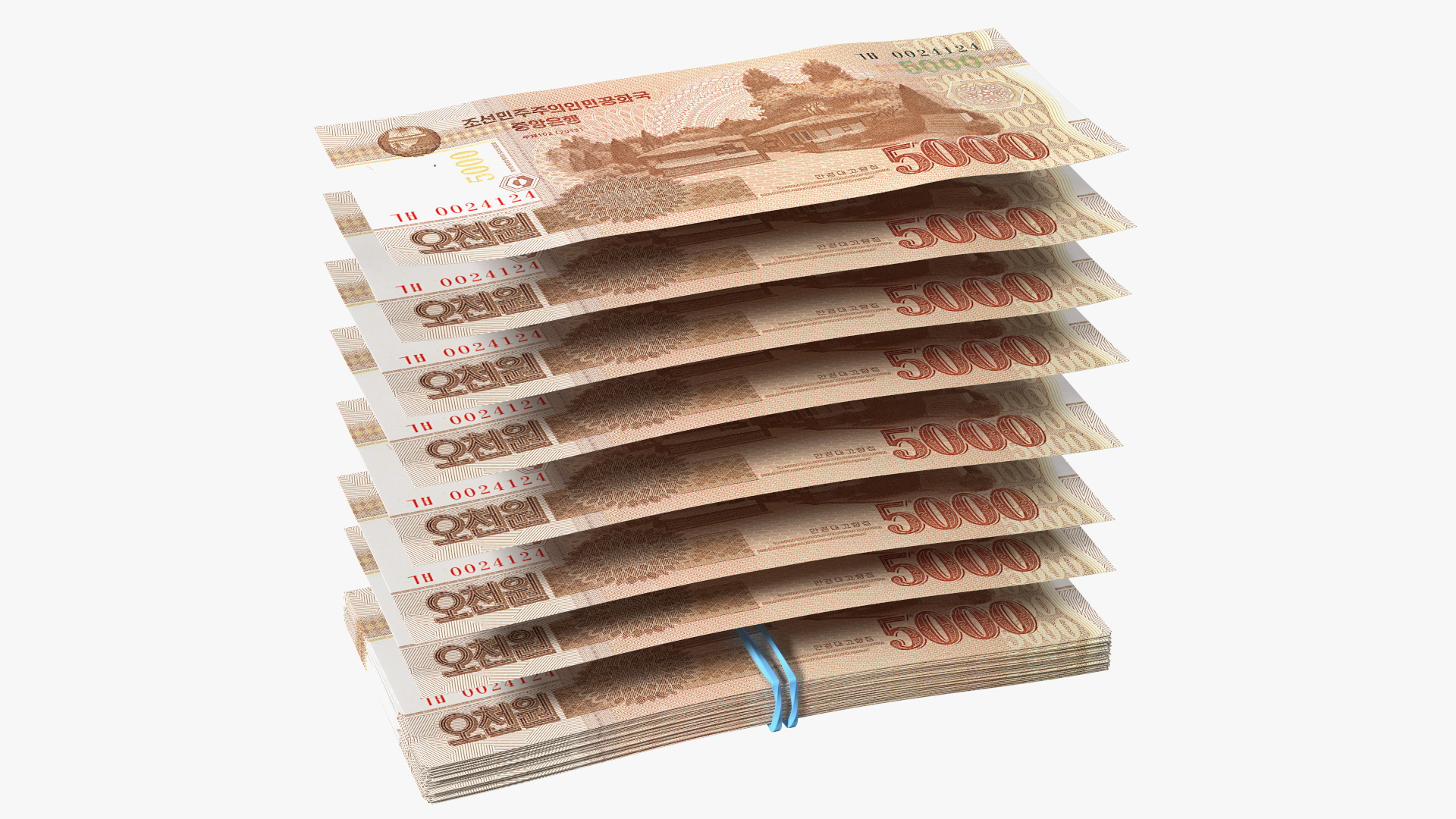 Stack of North Korea 5000 Won 2013 3D model