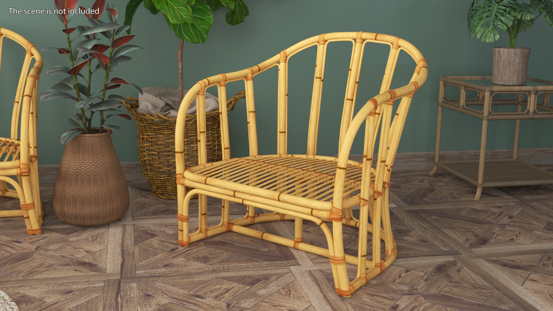 Bamboo Armchair with Cushions 3D model