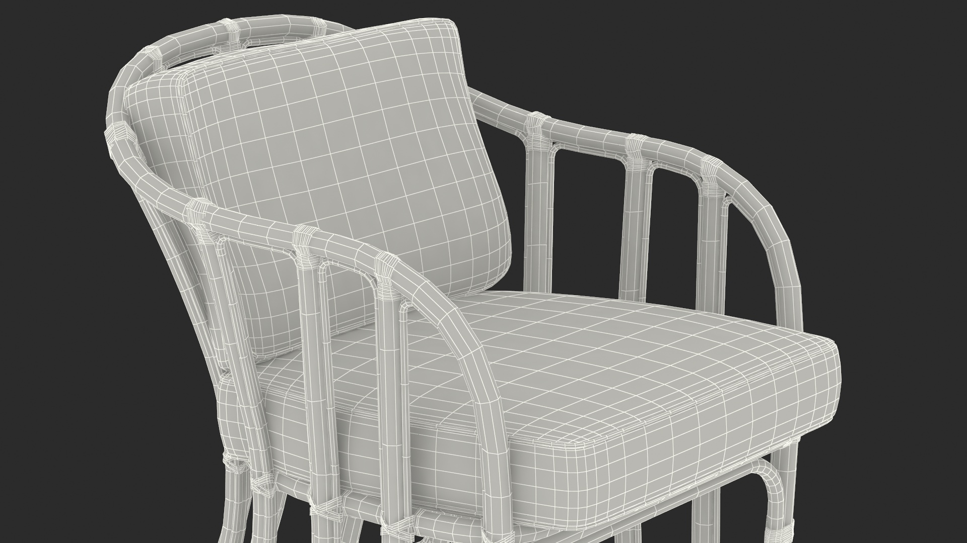 Bamboo Armchair with Cushions 3D model