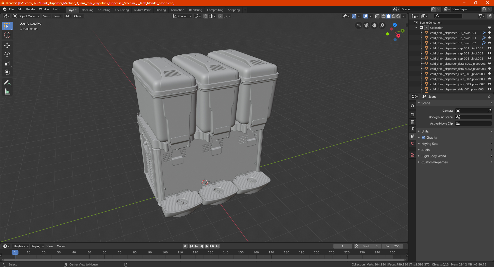3D model Drink Dispenser Machine 3 Tank