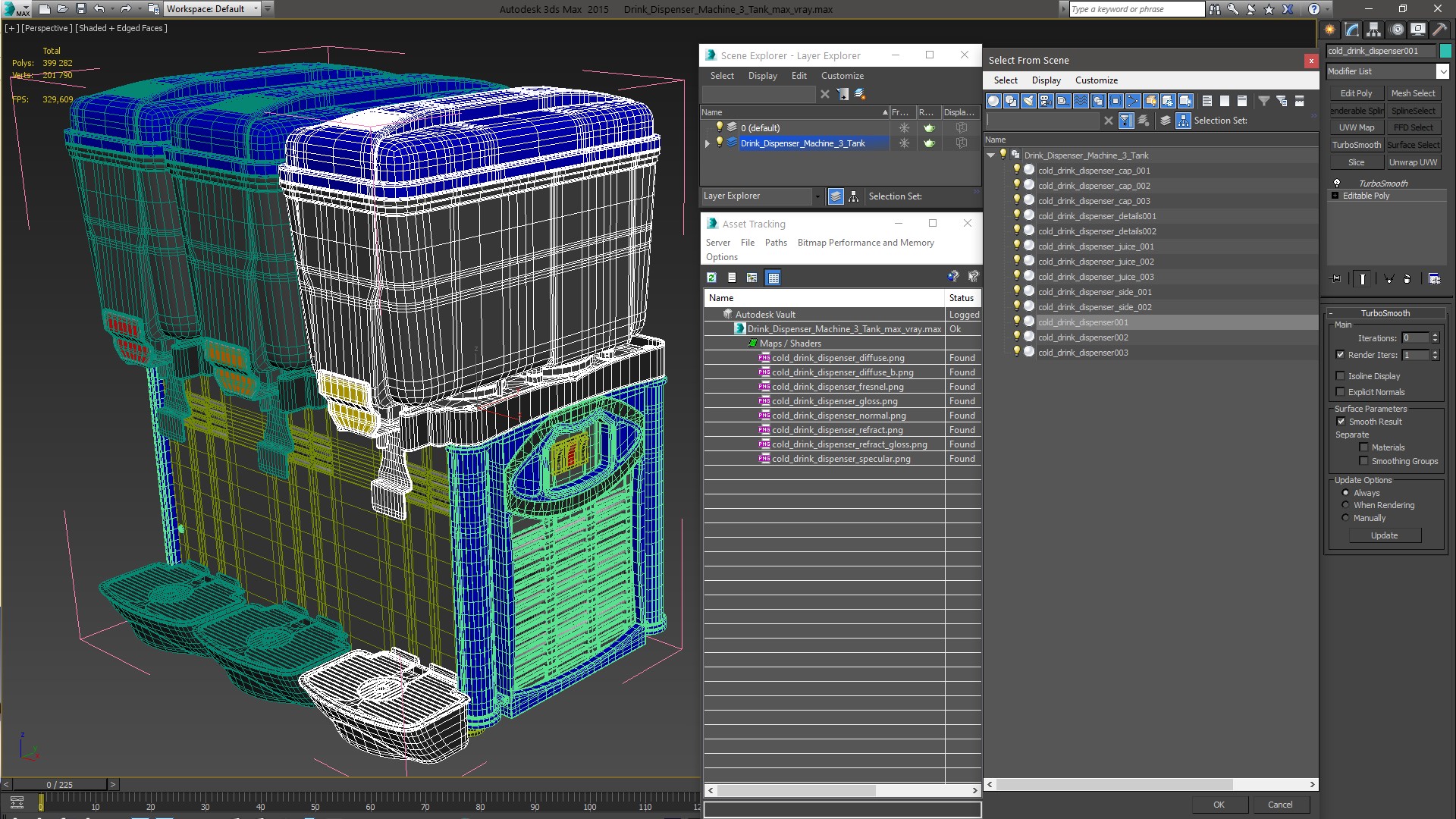 3D model Drink Dispenser Machine 3 Tank