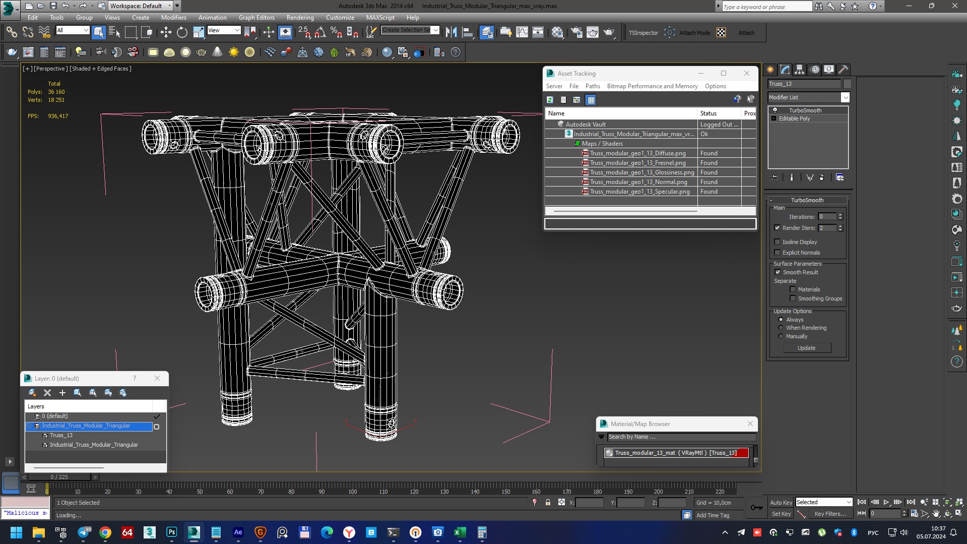 3D model Industrial Truss Modular Triangular